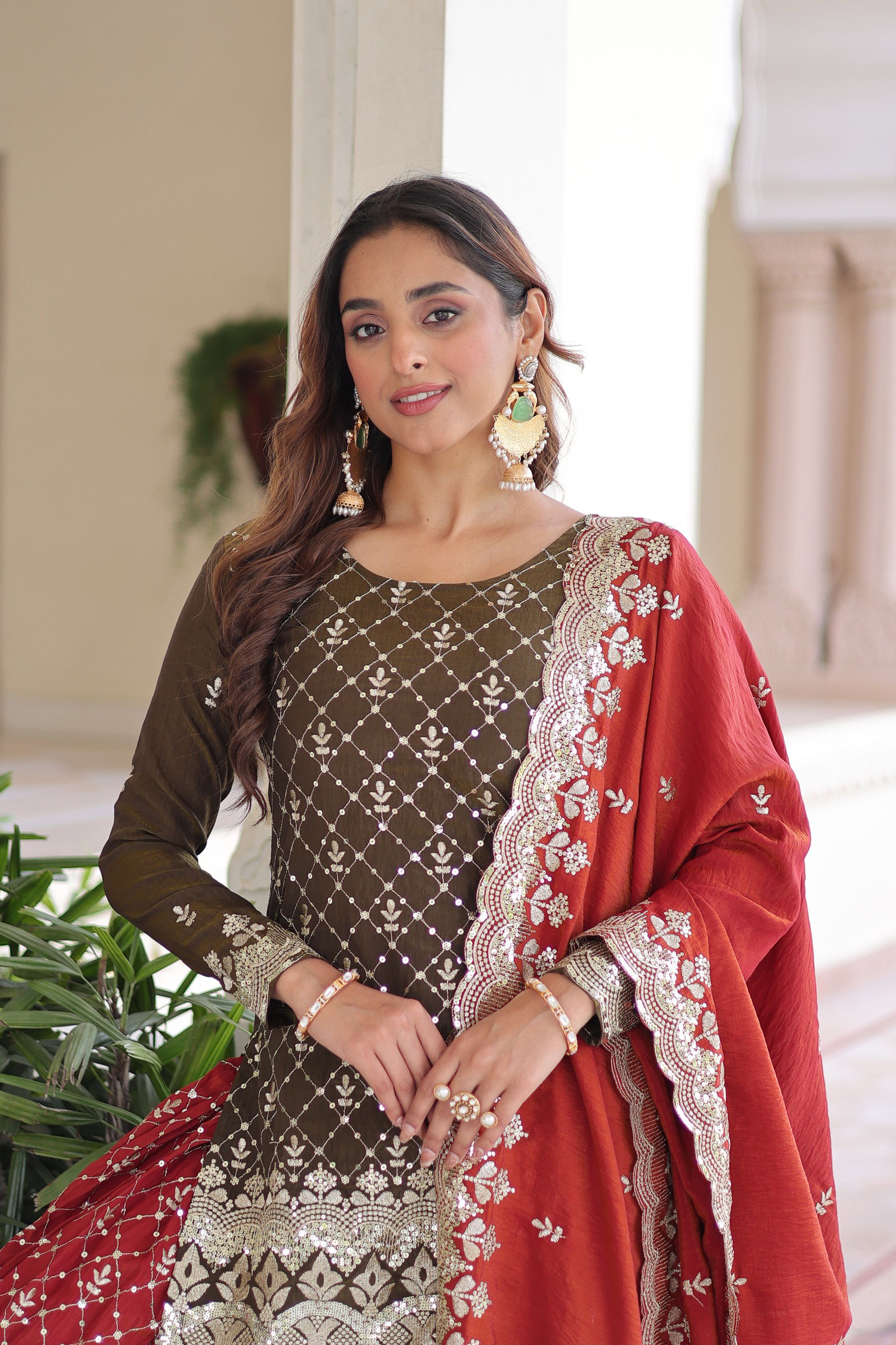 Lekha KA 1226 Vichitra Silk Sequins Embroidery Top Sharara With Dupatta
