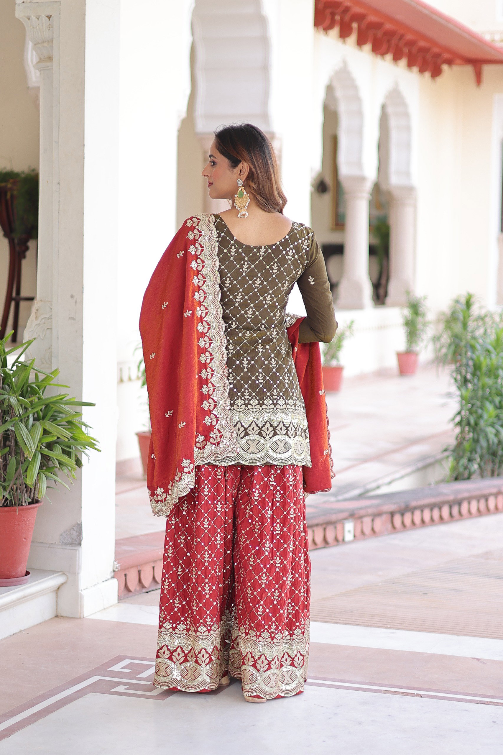Lekha KA 1226 Vichitra Silk Sequins Embroidery Top Sharara With Dupatta