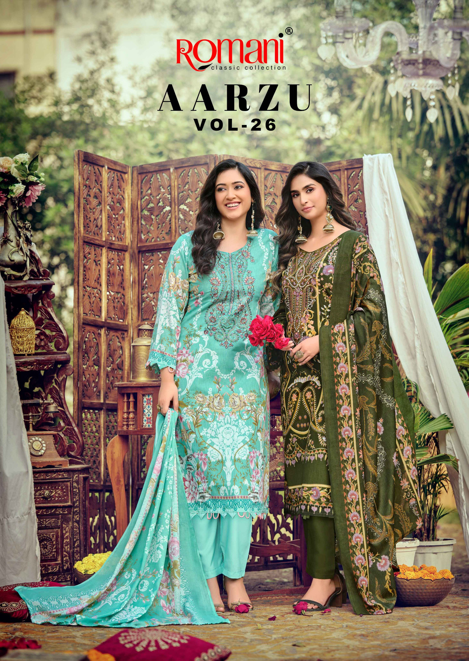 Romani Aarzu Vol 26 Cotton Digital Print With Embroidery Dress Material