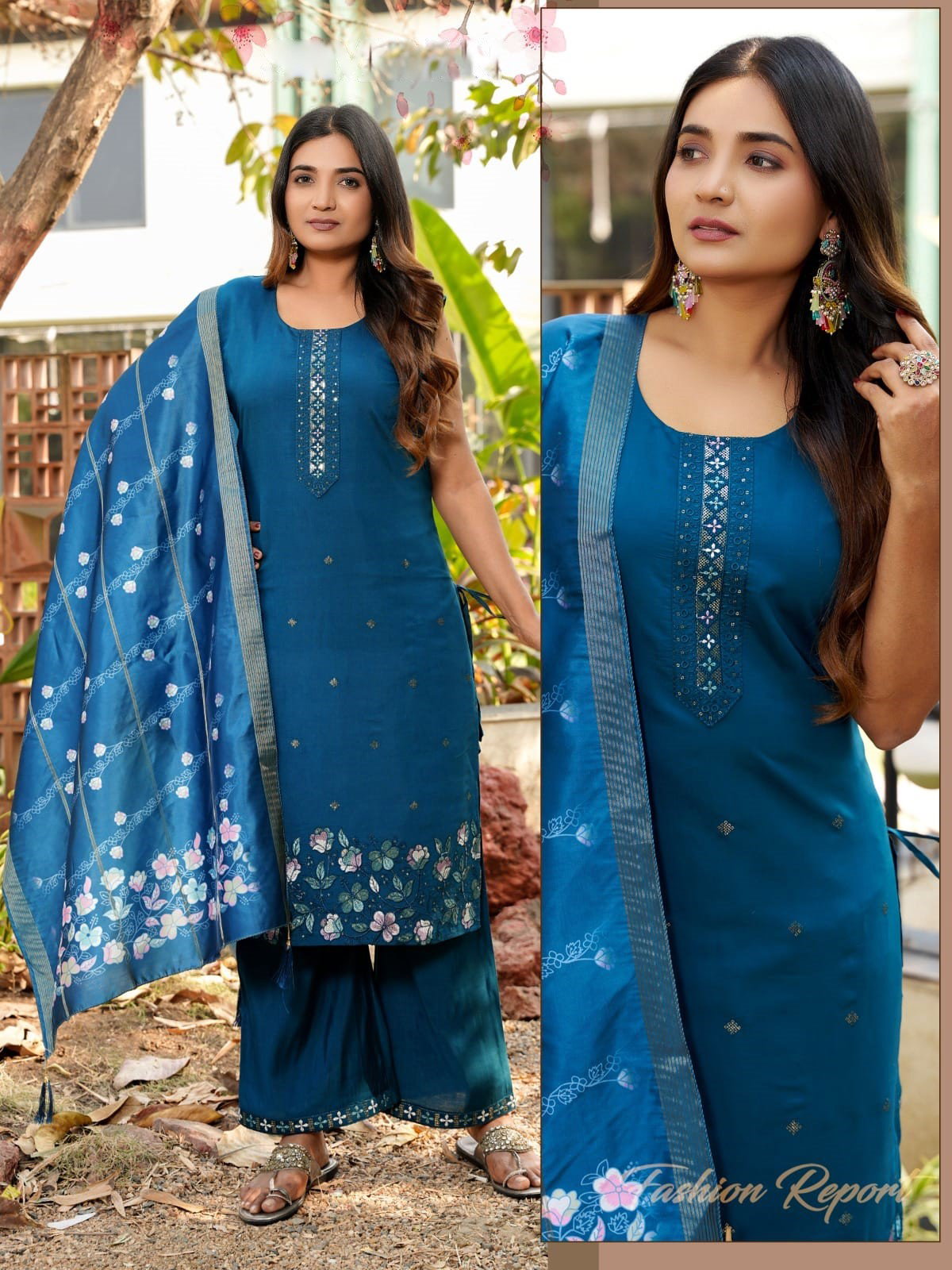 Naisha K 594 Roman Silk With Work Kurti Pant And Dupatta Collection