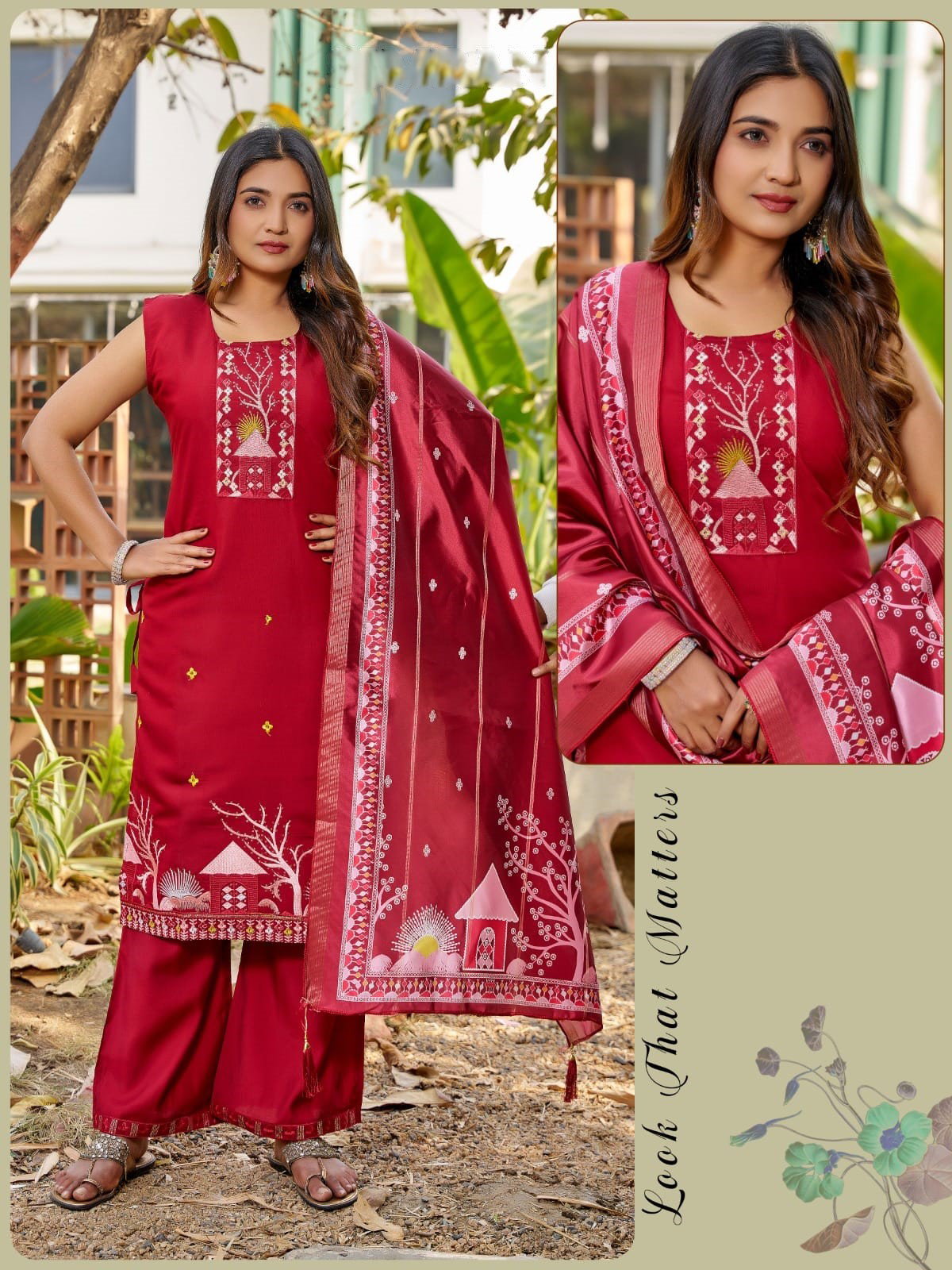 Naisha K 594 Roman Silk With Work Kurti Pant And Dupatta Collection
