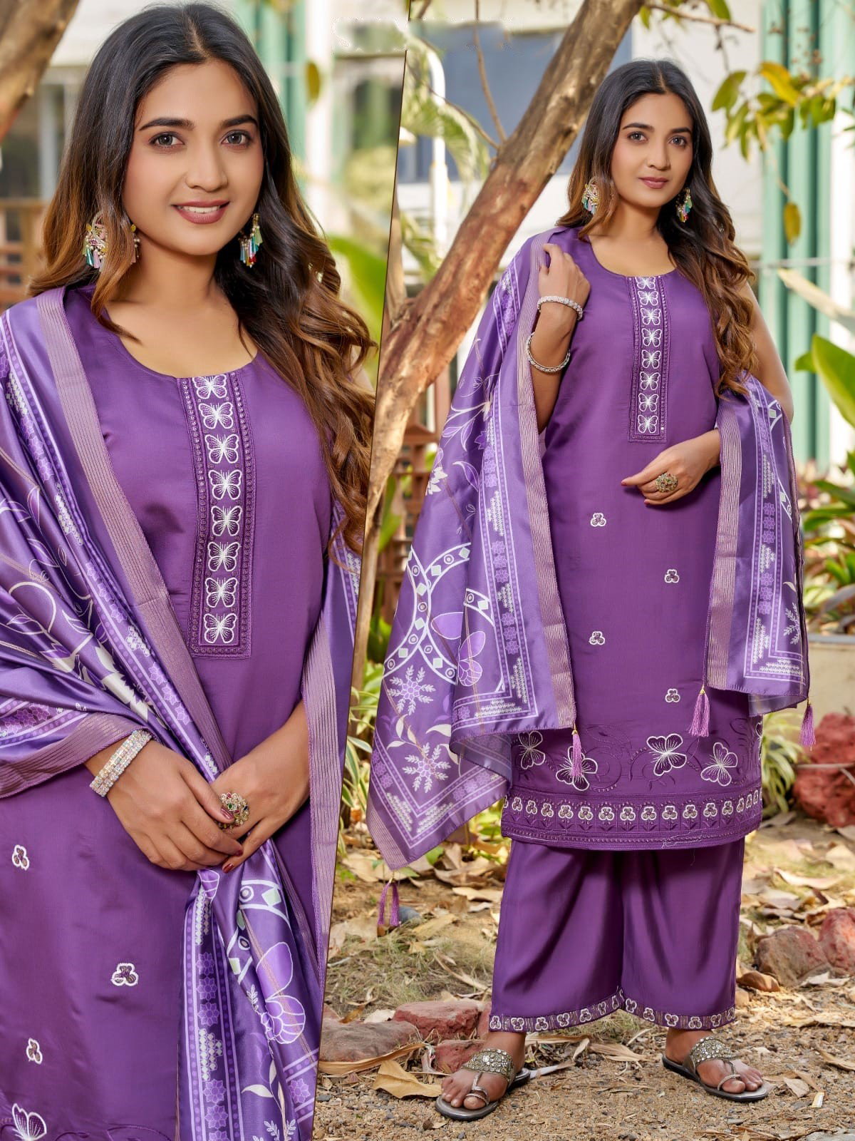 Naisha K 594 Roman Silk With Work Kurti Pant And Dupatta Collection