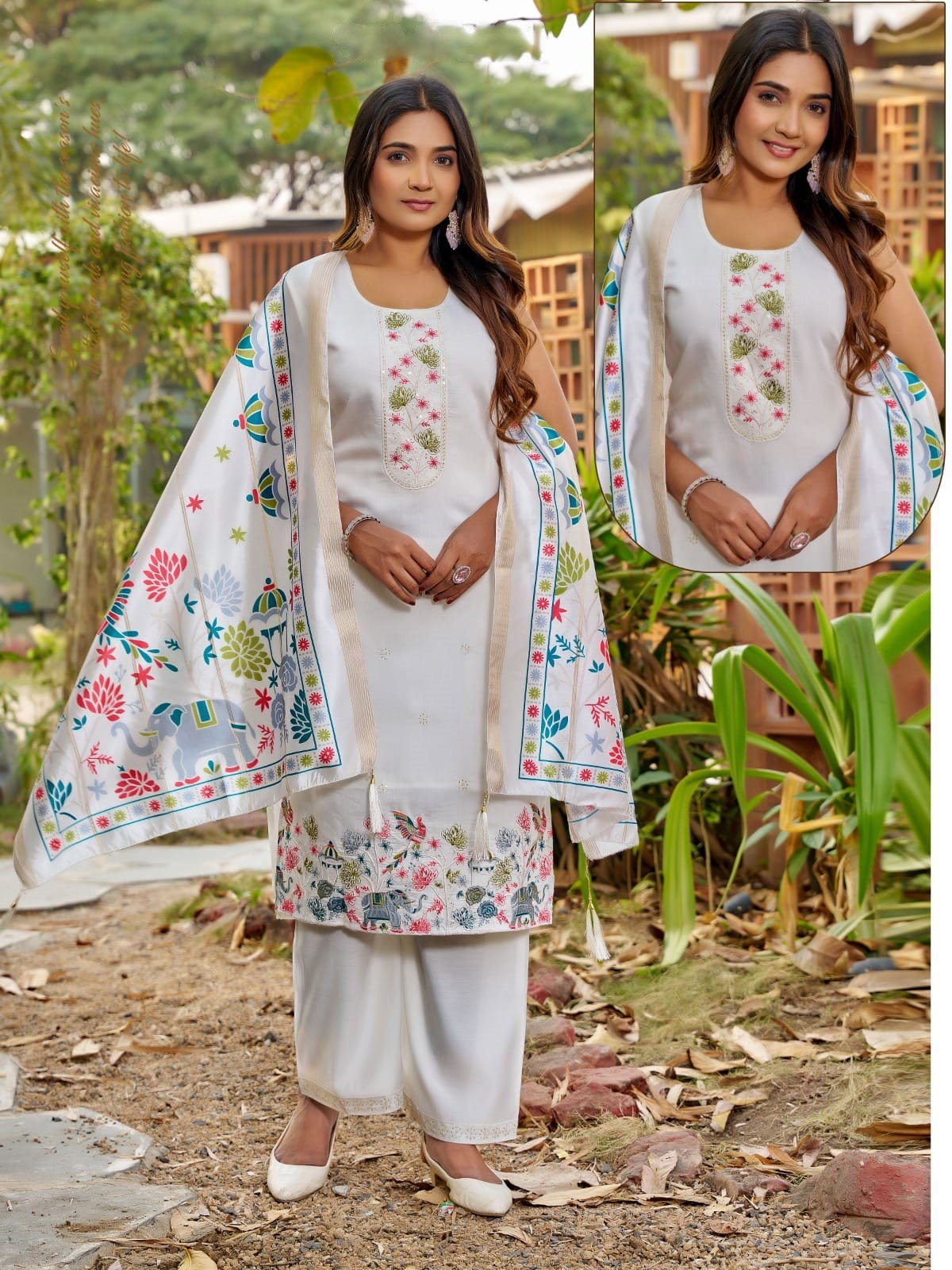 Naisha K 594 Roman Silk With Work Kurti Pant And Dupatta Collection