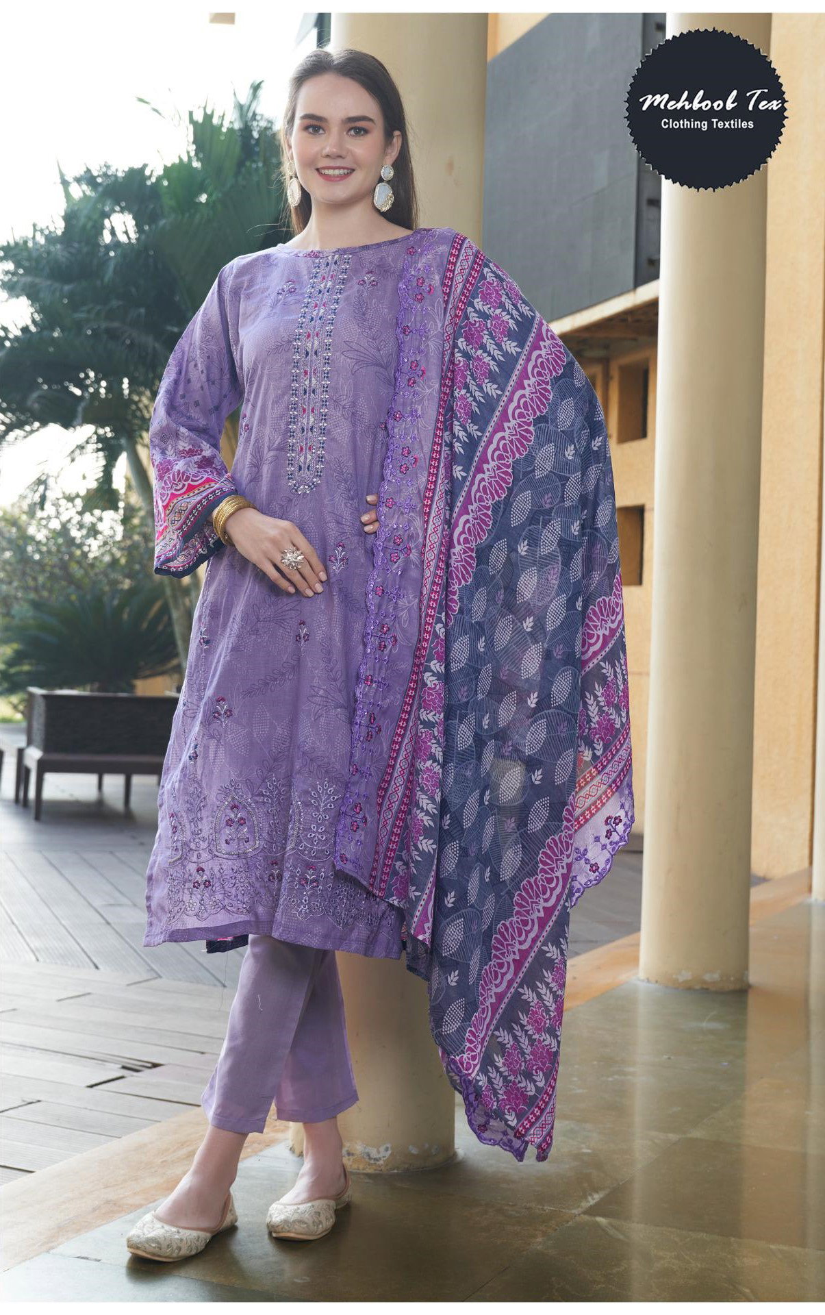 Mehboob Tex 1493 Cotton Print With Embroidery Work Pakistani Salwar Kameez