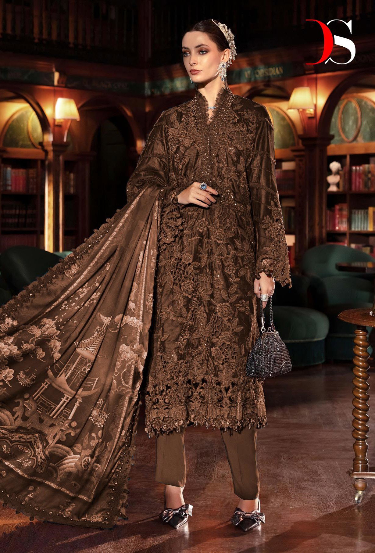 Deepsy Maria B Luxe 1524 A To D Cotton Dupatta Viscose Pakistani Salwar Suits