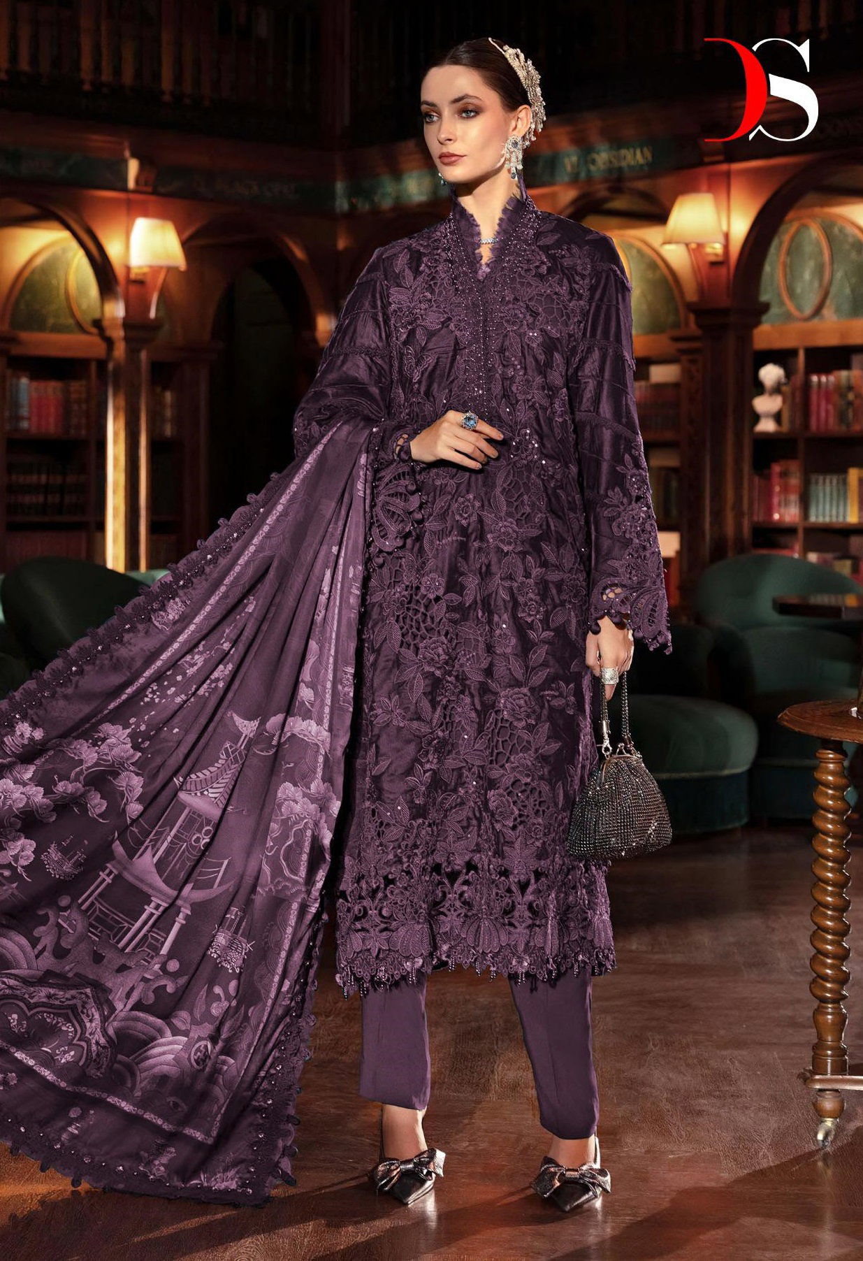 Deepsy Maria B Luxe 1524 A To D Chiffon Dupatta Viscose Pakistani Salwar Suits