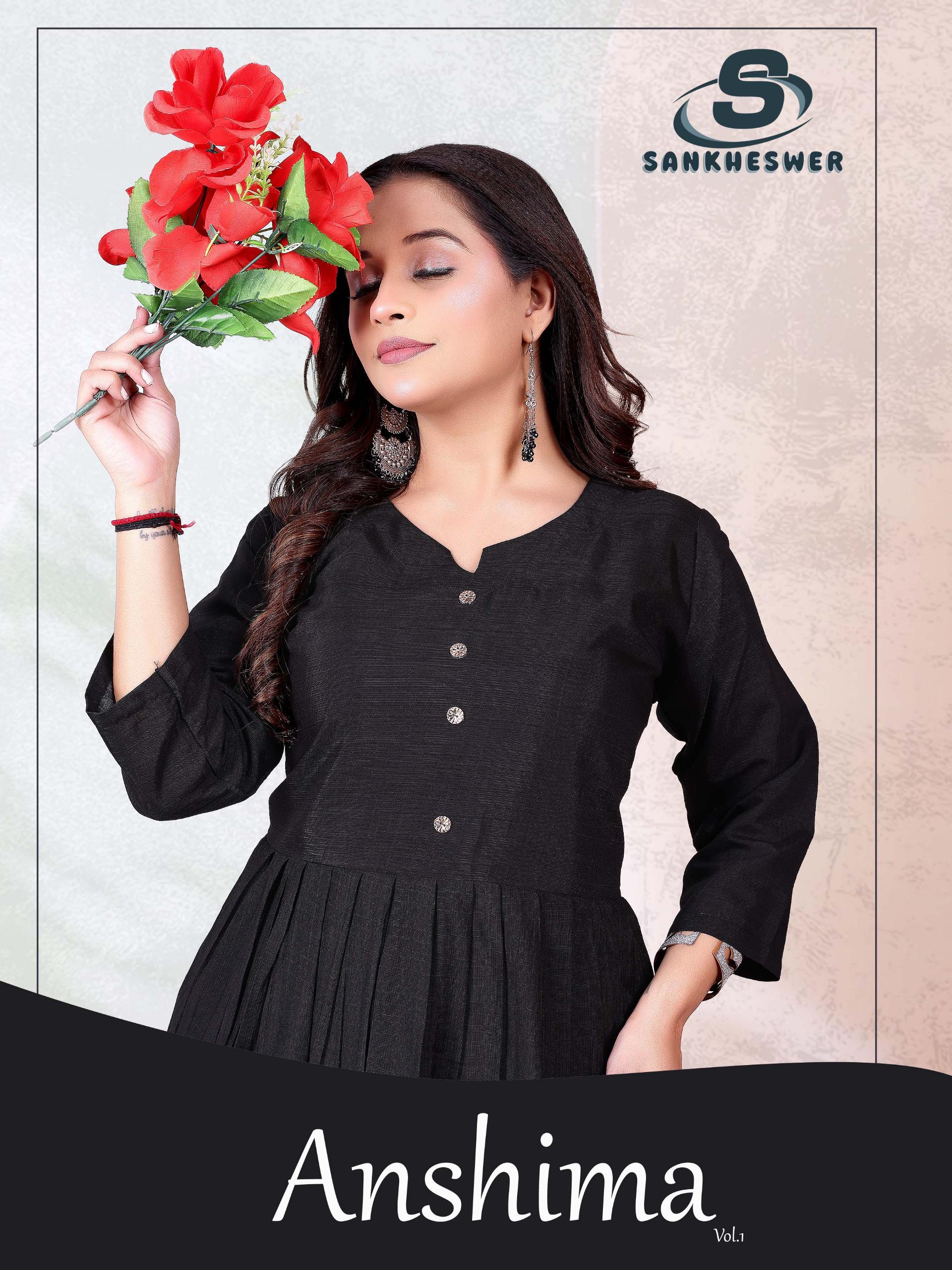 Sankheswer Anshima Vol 1 Vertican Casual Wear Anarkali Top And Bottom Collection