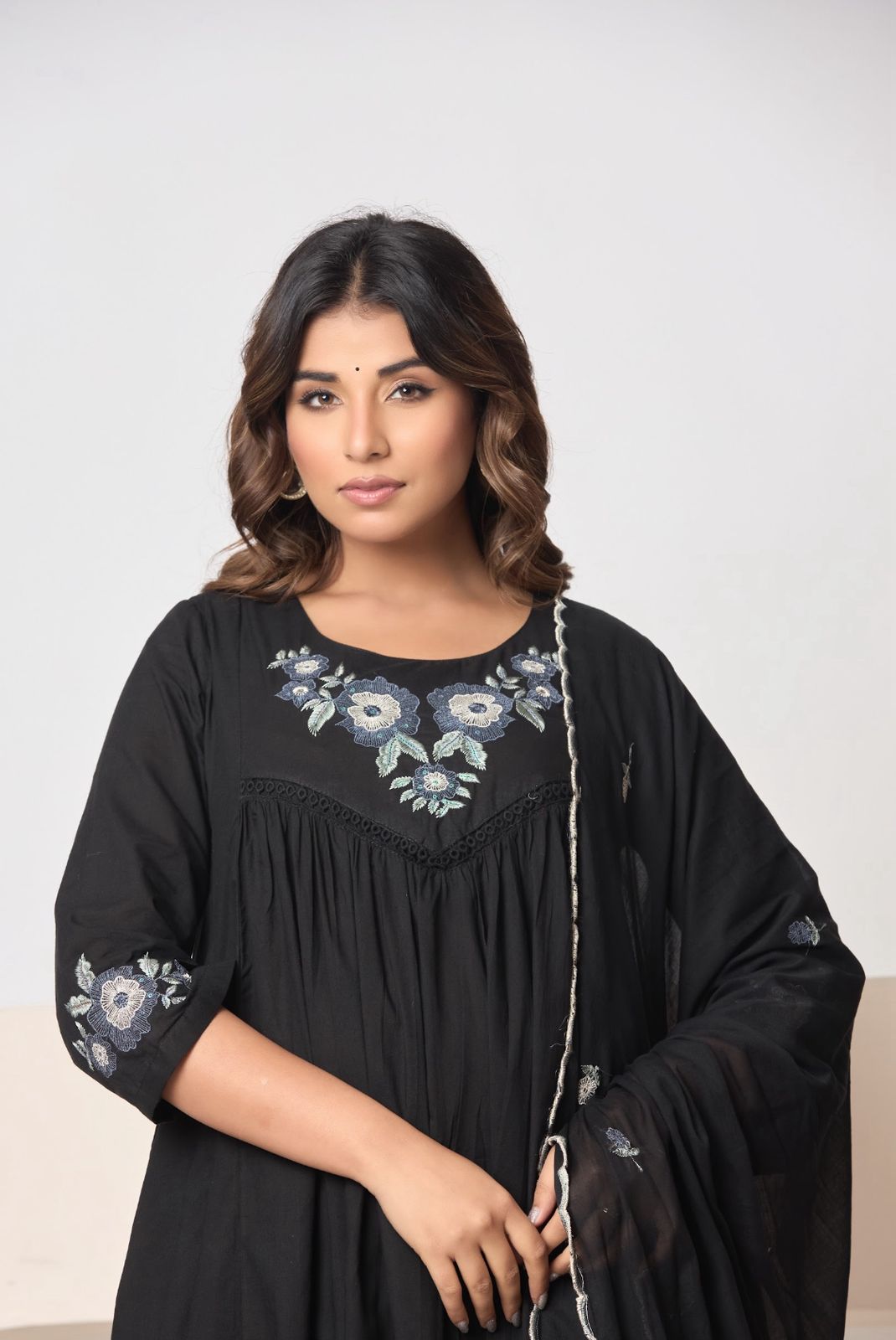 Naisha K 595 Cotton With Work Stylish Wear Top Bottom And Dupatta