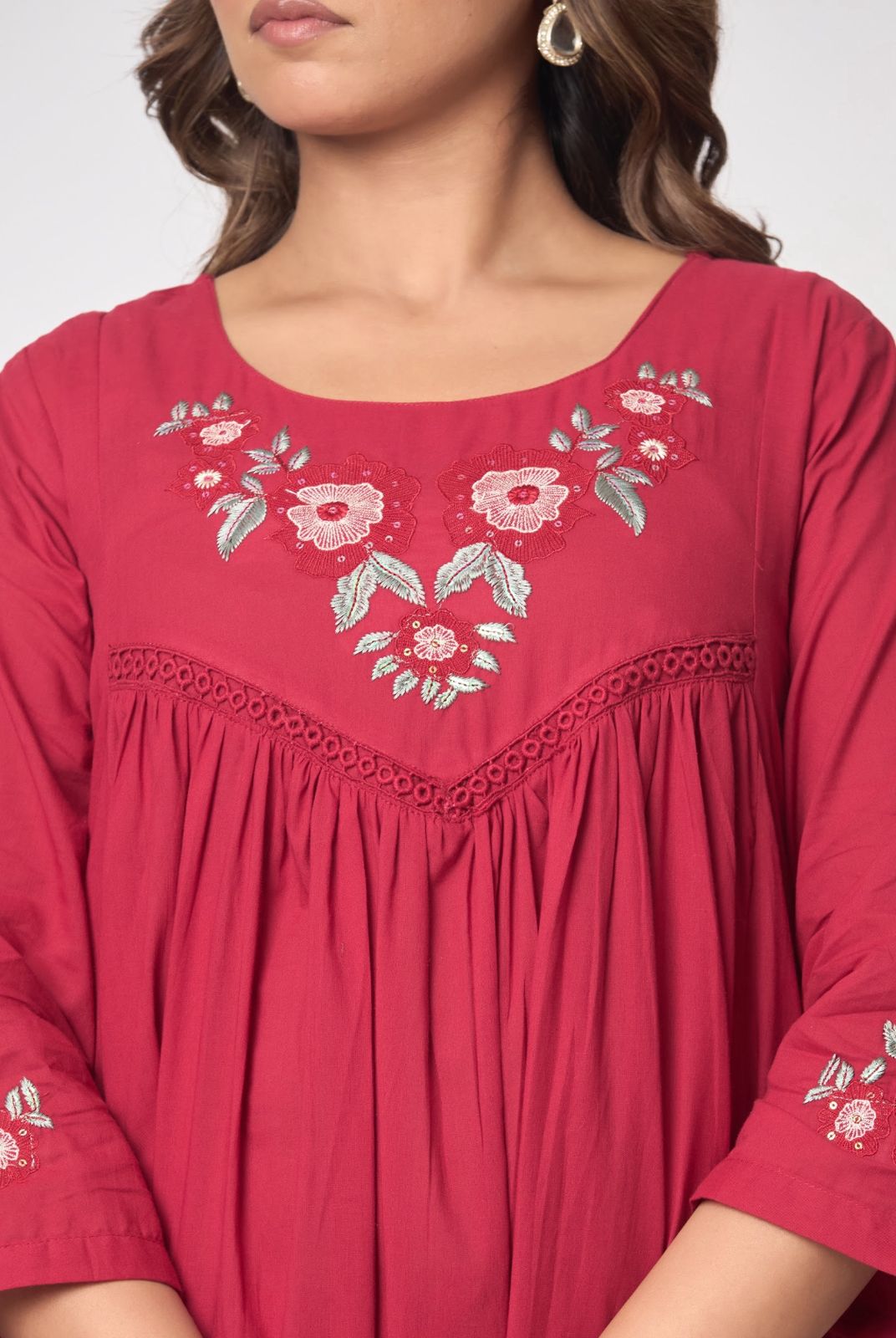 Naisha K 595 Cotton With Work Stylish Wear Top Bottom And Dupatta