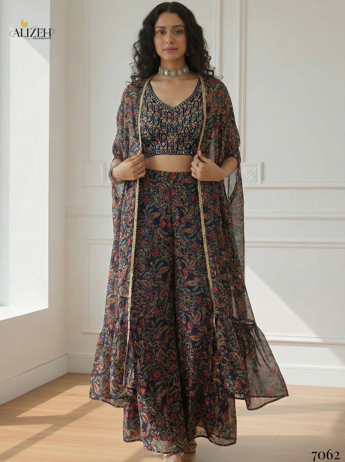 Alizeh 7062 To 7065 Georgette With Stylish Wear Top Bottom And Dupatta