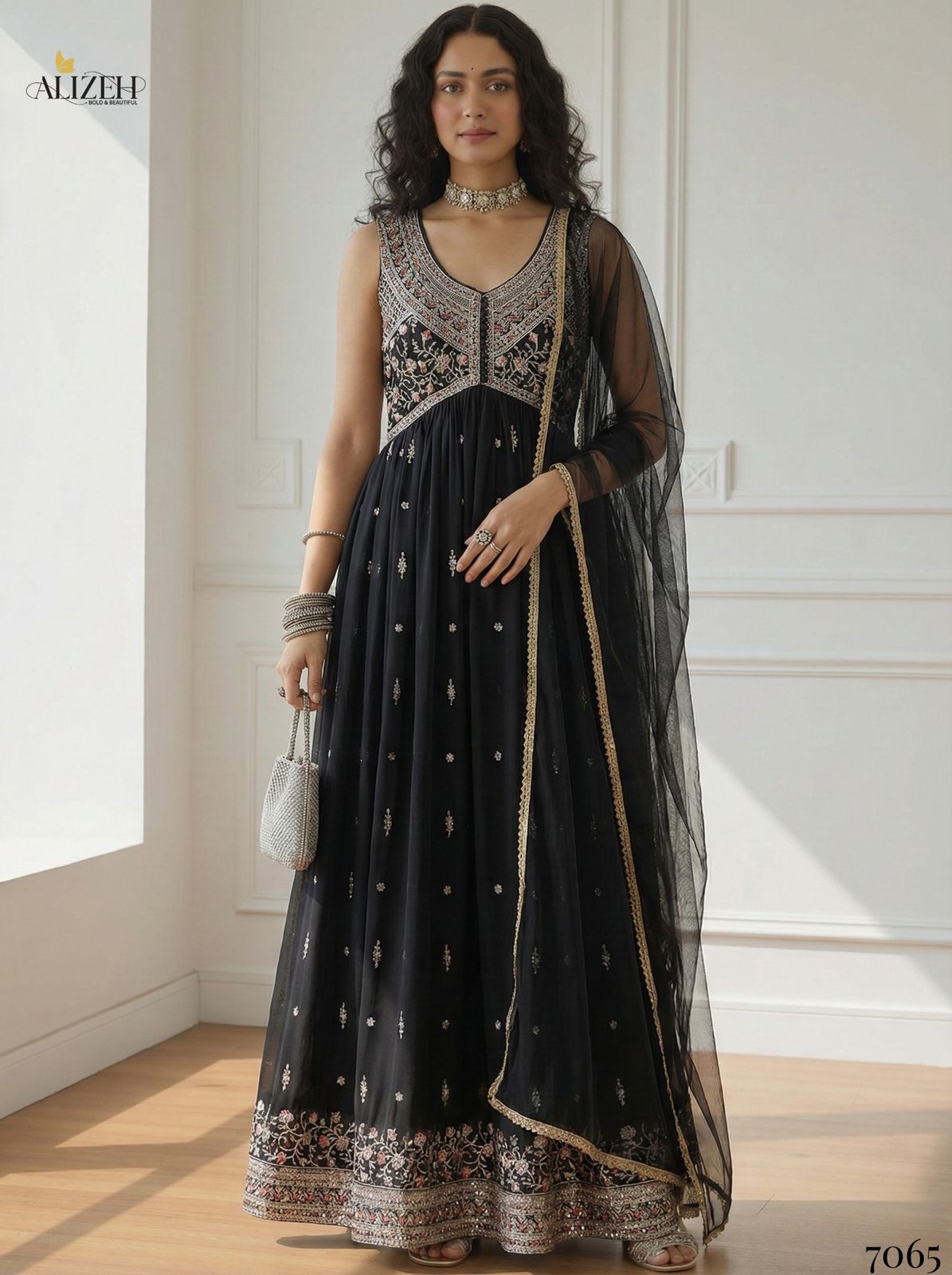 Alizeh 7062 To 7065 Georgette With Stylish Wear Top Bottom And Dupatta