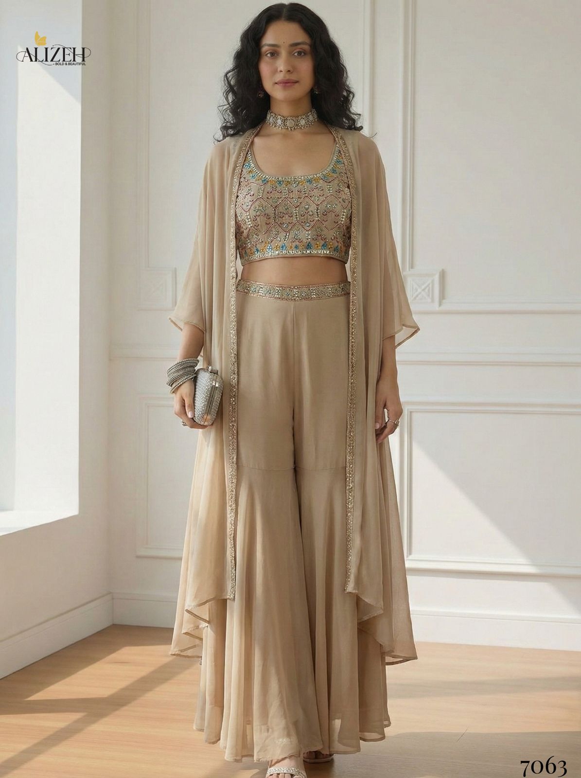 Alizeh 7062 To 7065 Georgette With Stylish Wear Top Bottom And Dupatta