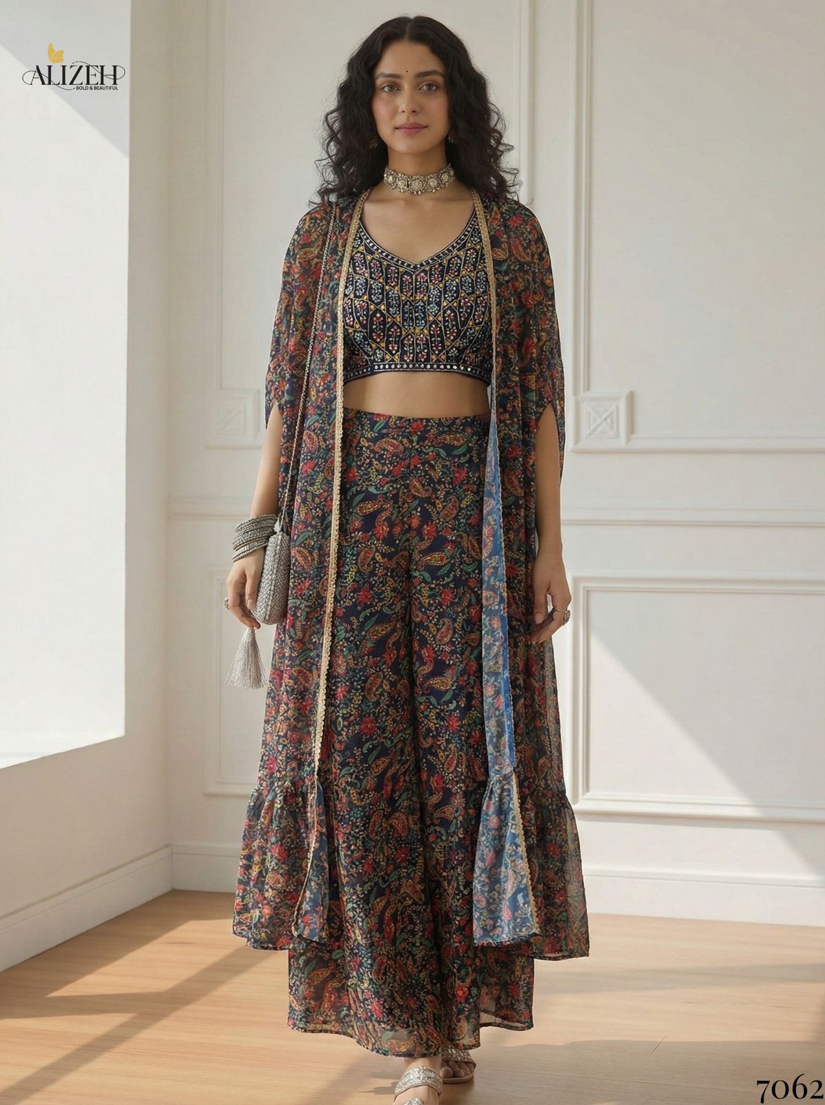 Alizeh 7062 To 7065 Georgette With Stylish Wear Top Bottom And Dupatta