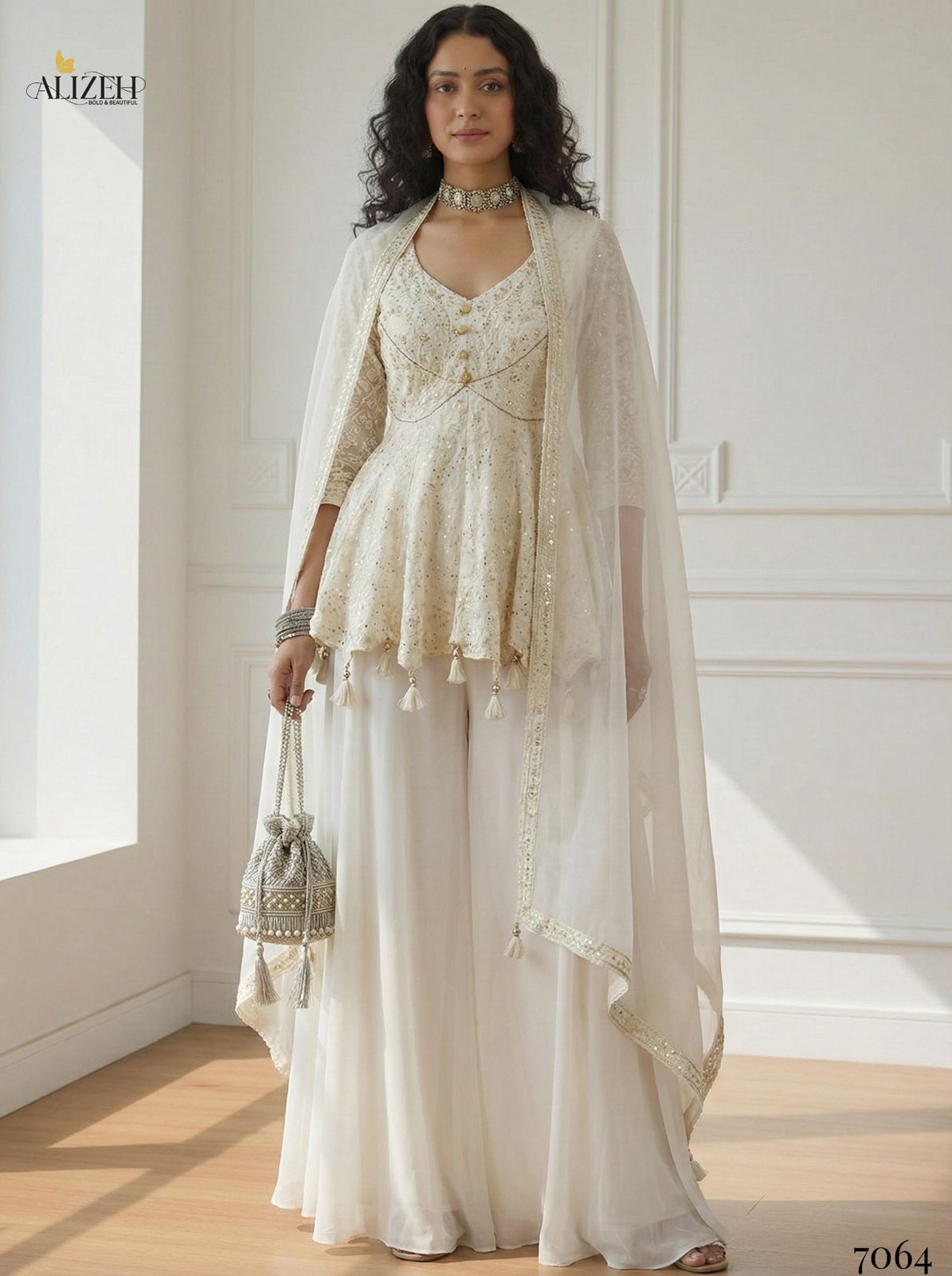 Alizeh 7062 To 7065 Georgette With Stylish Wear Top Bottom And Dupatta