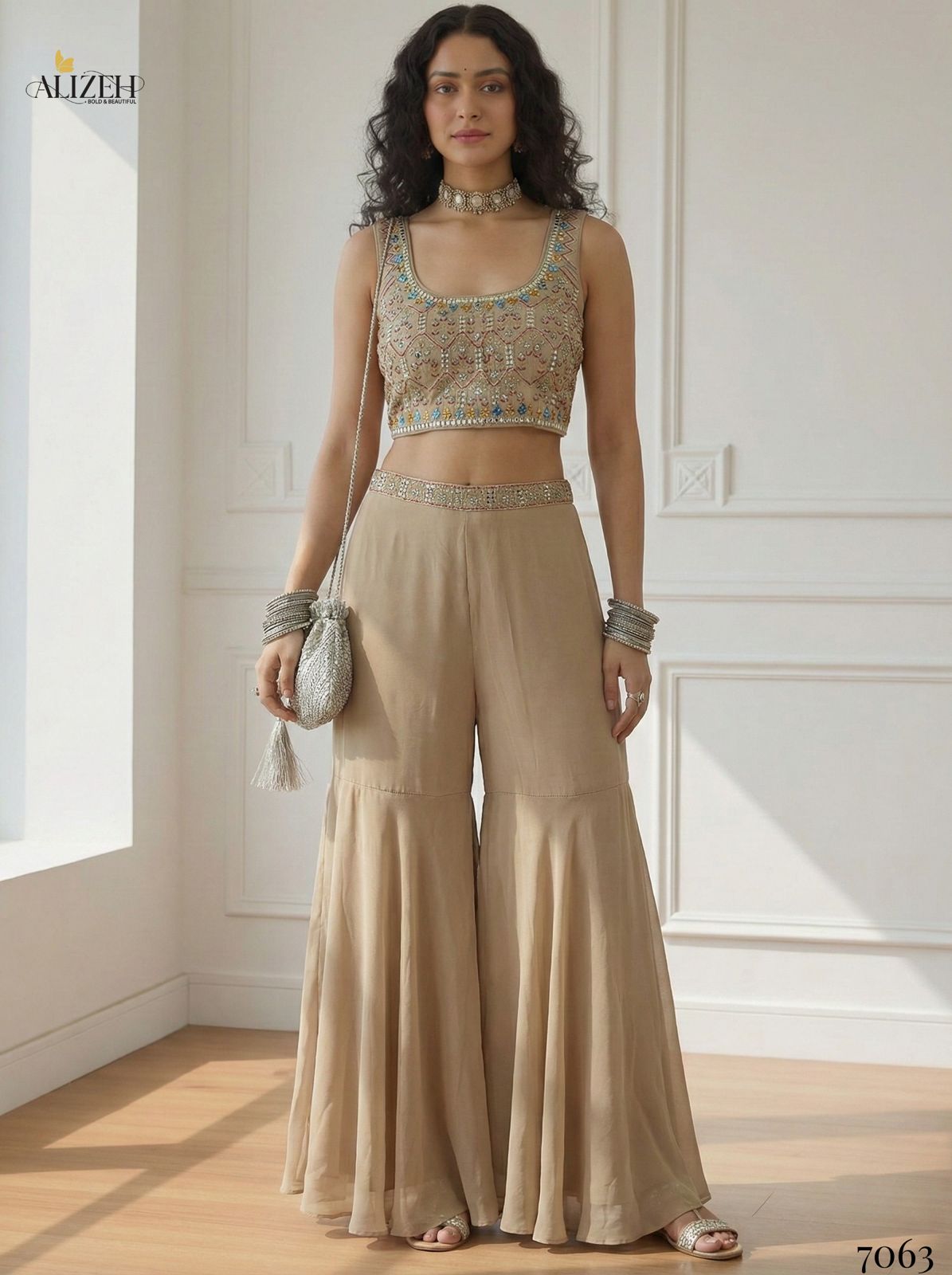 Alizeh 7062 To 7065 Georgette With Stylish Wear Top Bottom And Dupatta