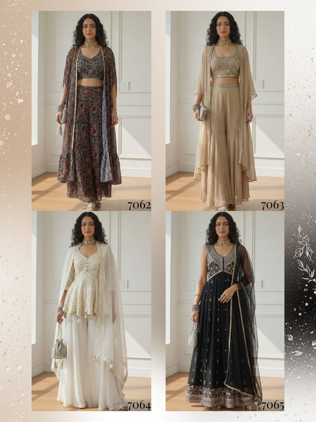 Alizeh 7062 To 7065 Georgette With Stylish Wear Top Bottom And Dupatta