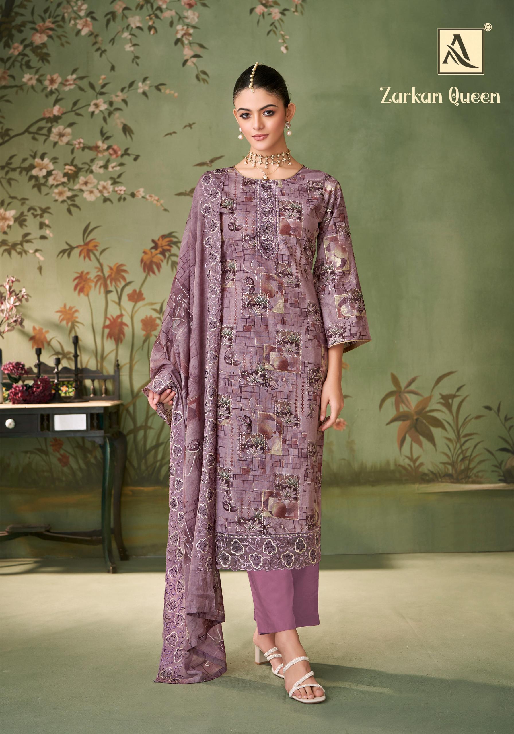 Alok Zarkan Queen Cambric Cotton Floral Print With Work Dress Material