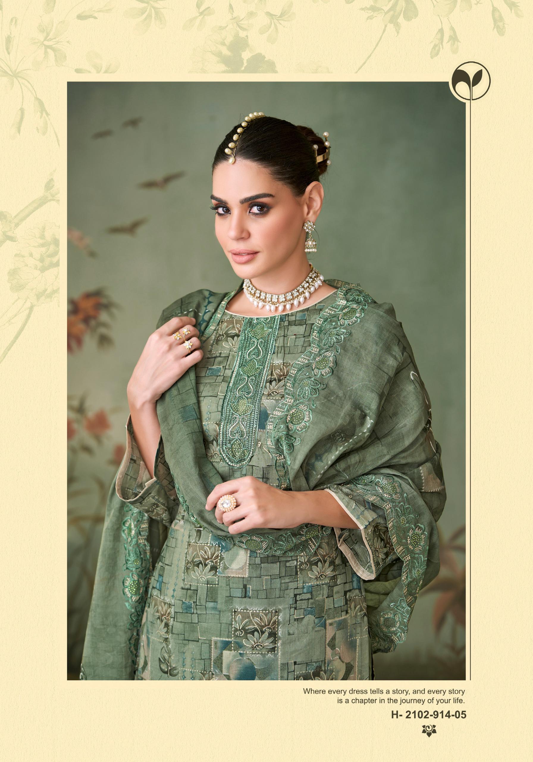 Alok Zarkan Queen Cambric Cotton Floral Print With Work Dress Material