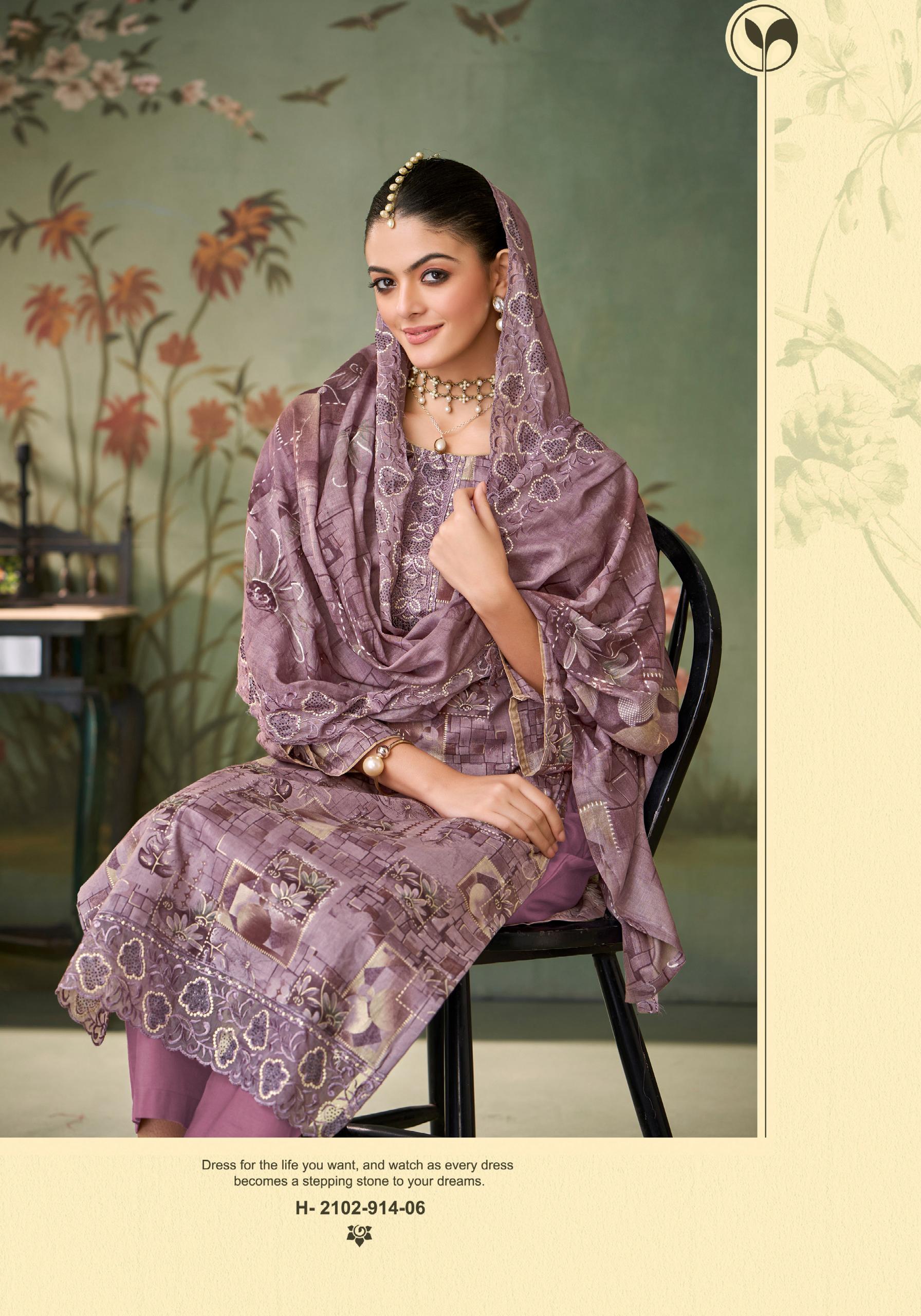Alok Zarkan Queen Cambric Cotton Floral Print With Work Dress Material