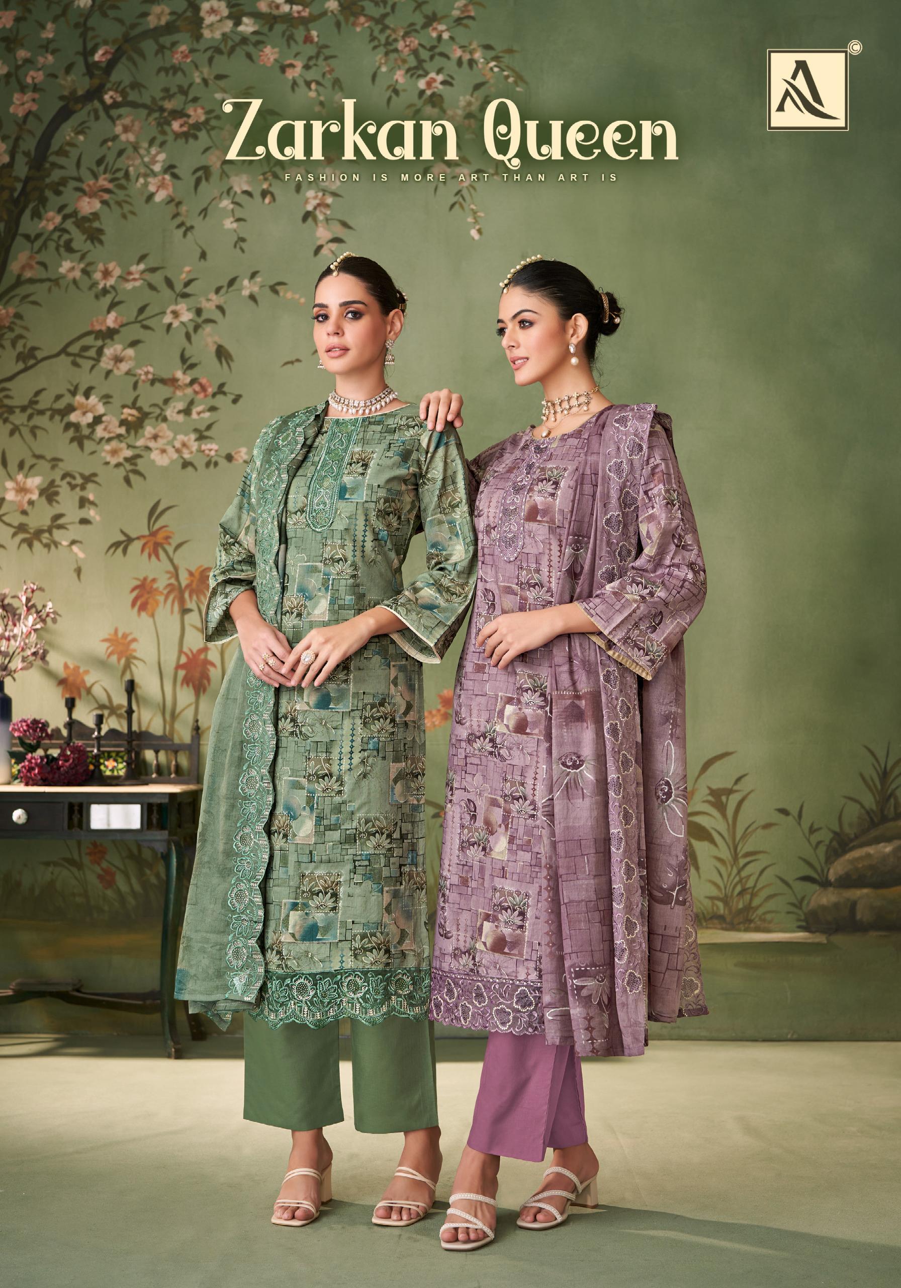 Alok Zarkan Queen Cambric Cotton Floral Print With Work Dress Material