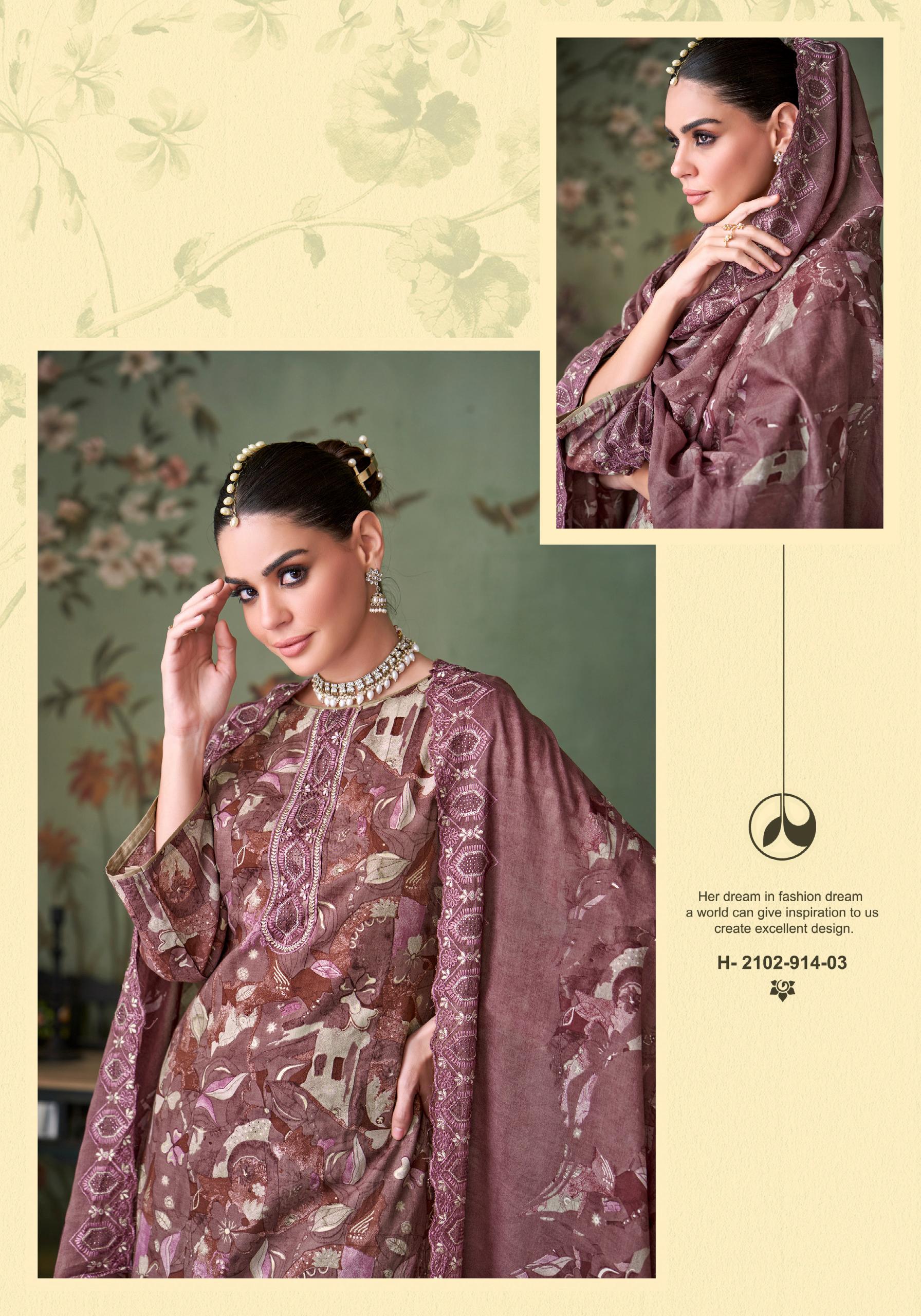 Alok Zarkan Queen Cambric Cotton Floral Print With Work Dress Material