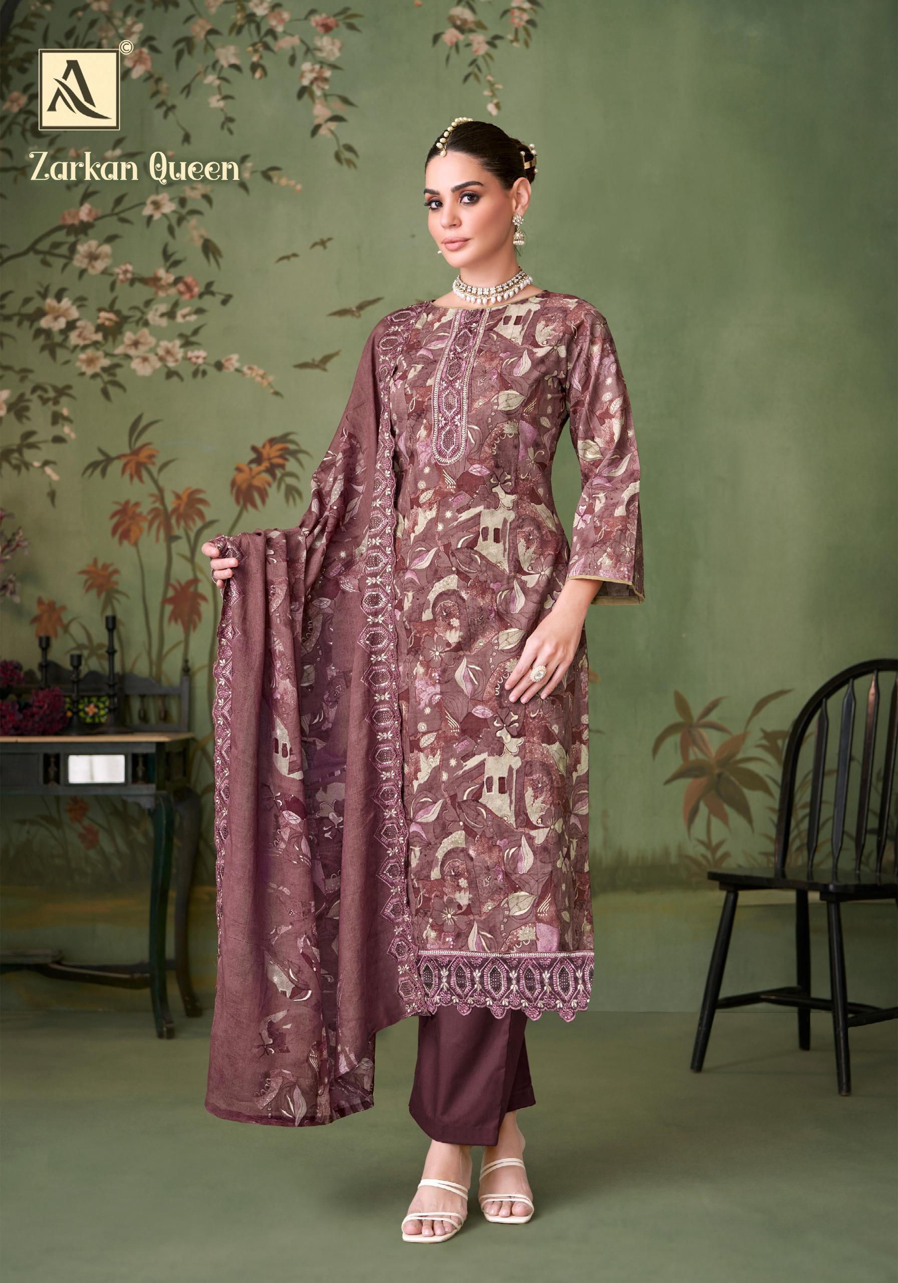 Alok Zarkan Queen Cambric Cotton Floral Print With Work Dress Material