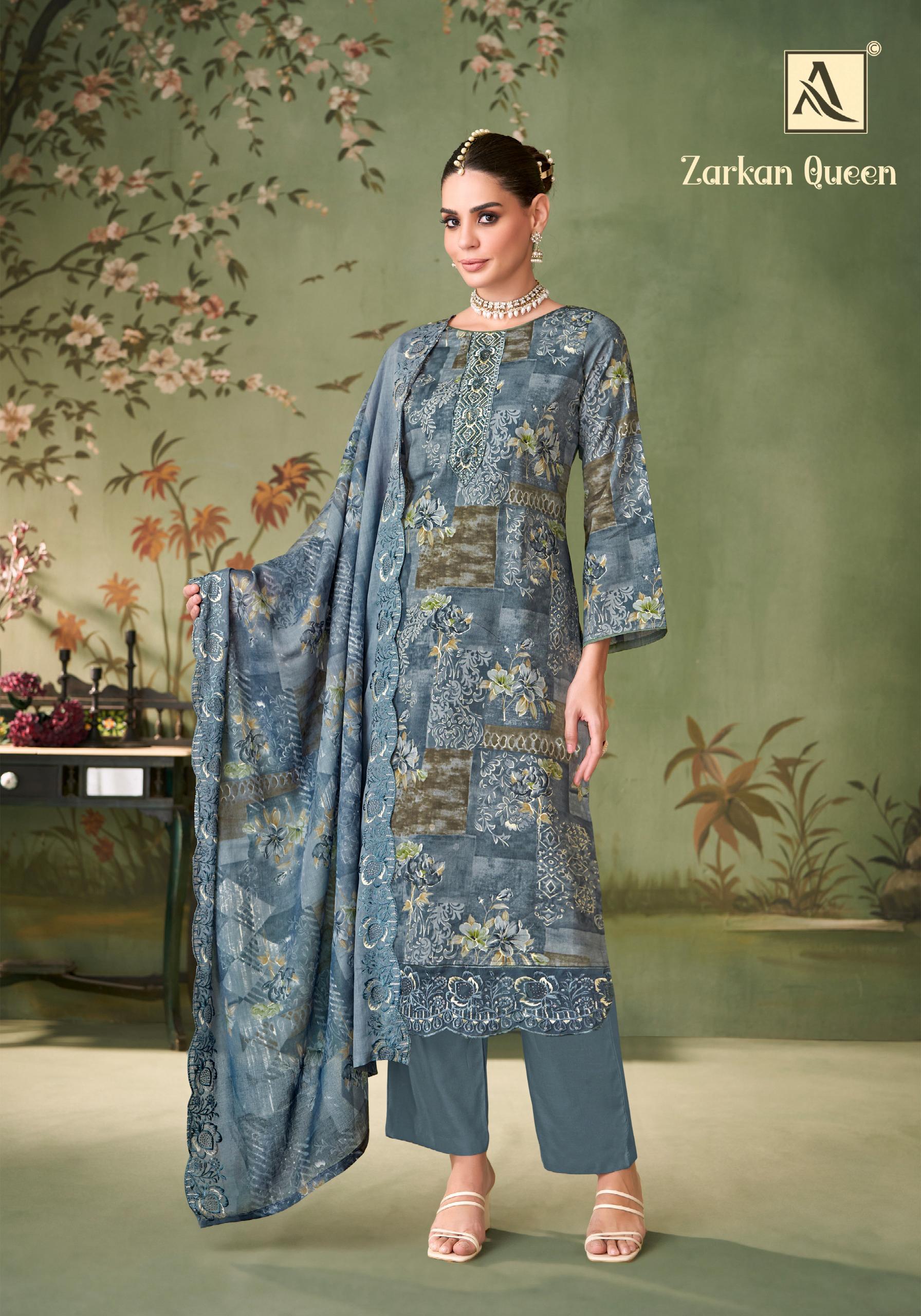 Alok Zarkan Queen Cambric Cotton Floral Print With Work Dress Material