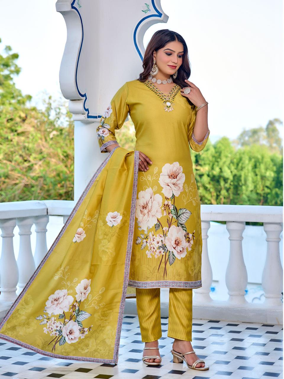 Naisha K 596 Berlin With Work Fancy Kurti Pant And Dupatta