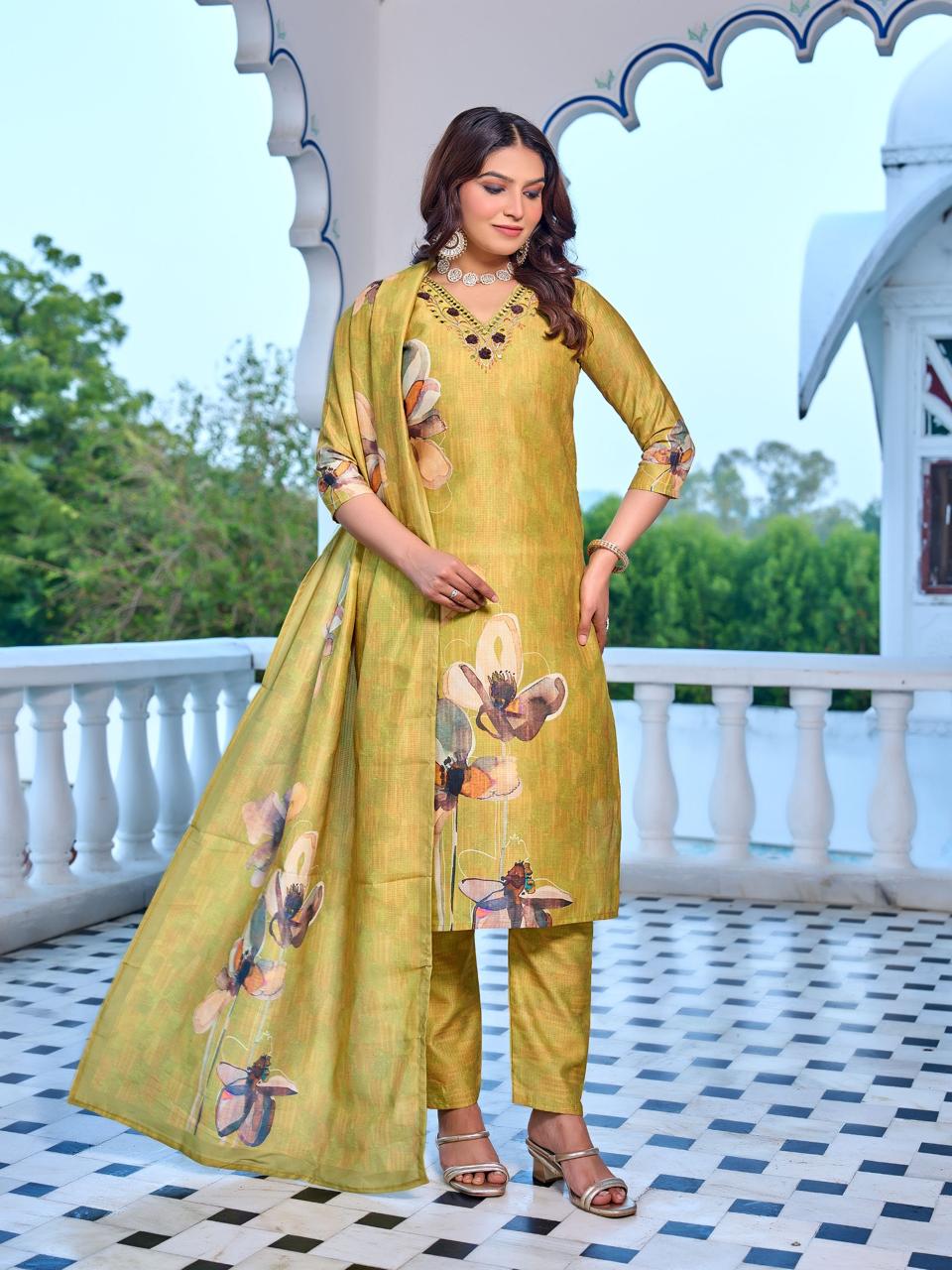 Naisha K 596 Berlin With Work Fancy Kurti Pant And Dupatta