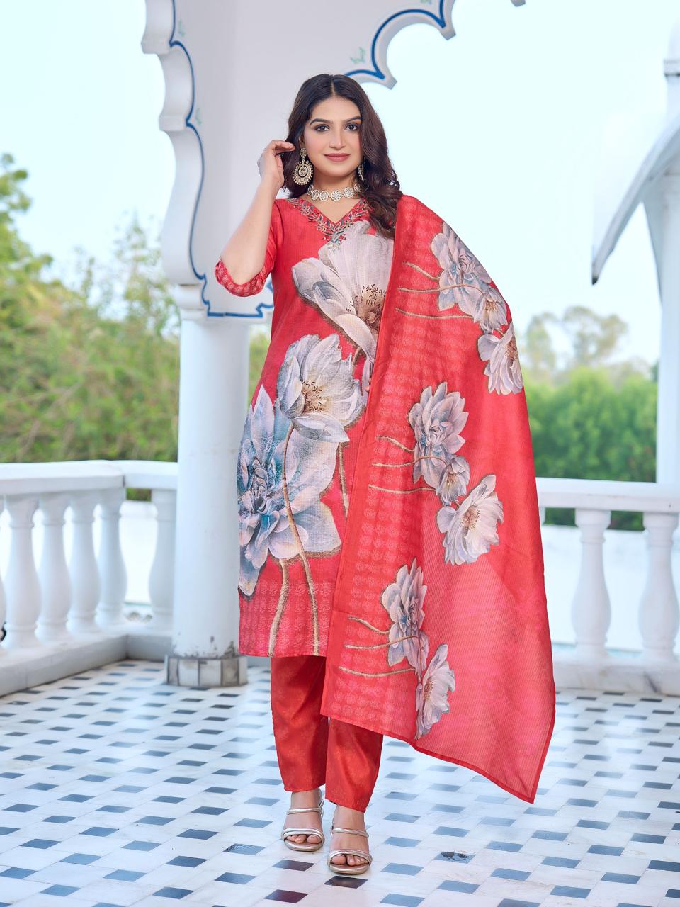 Naisha K 596 Berlin With Work Fancy Kurti Pant And Dupatta