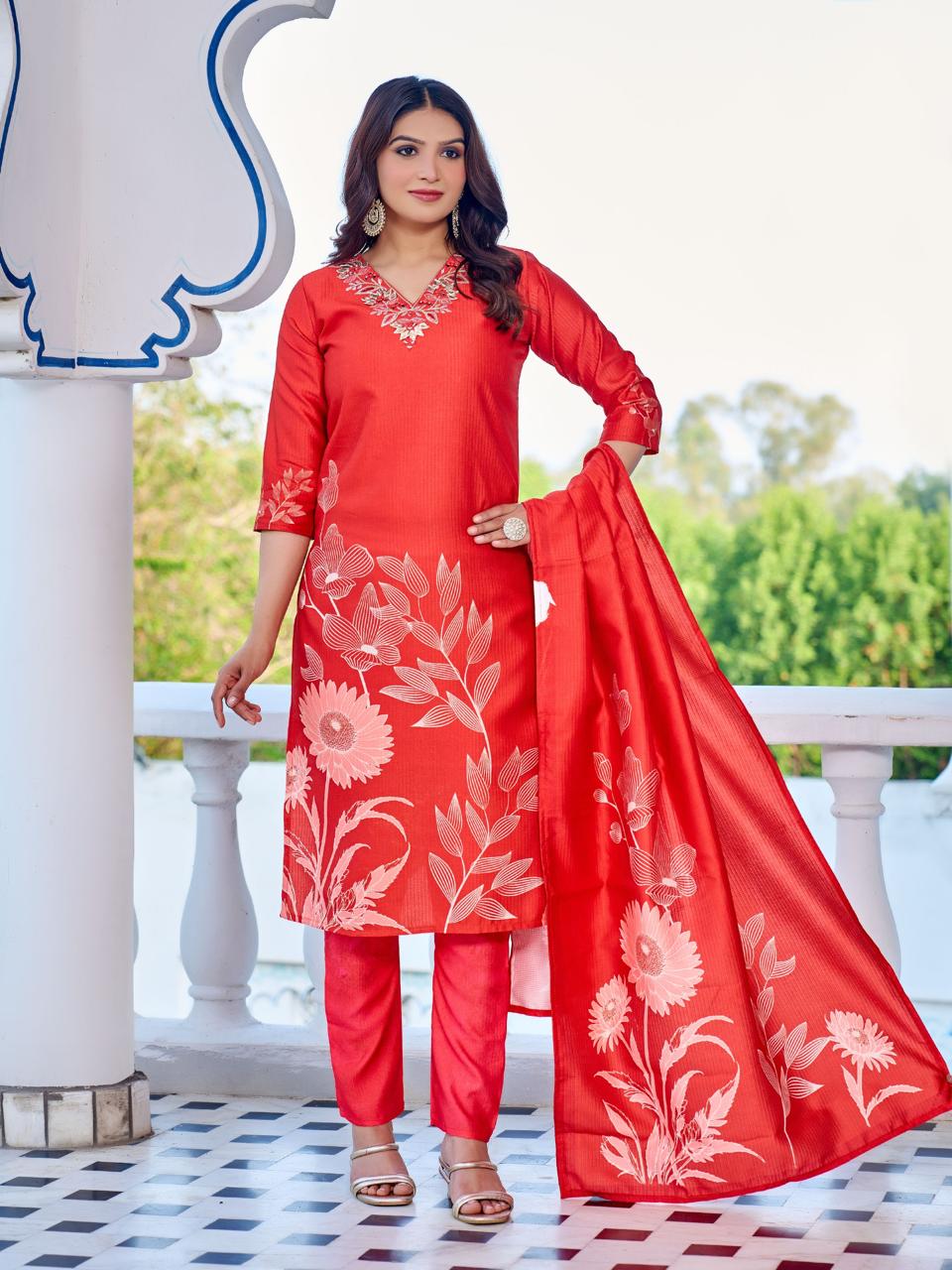 Naisha K 596 Berlin With Work Fancy Kurti Pant And Dupatta