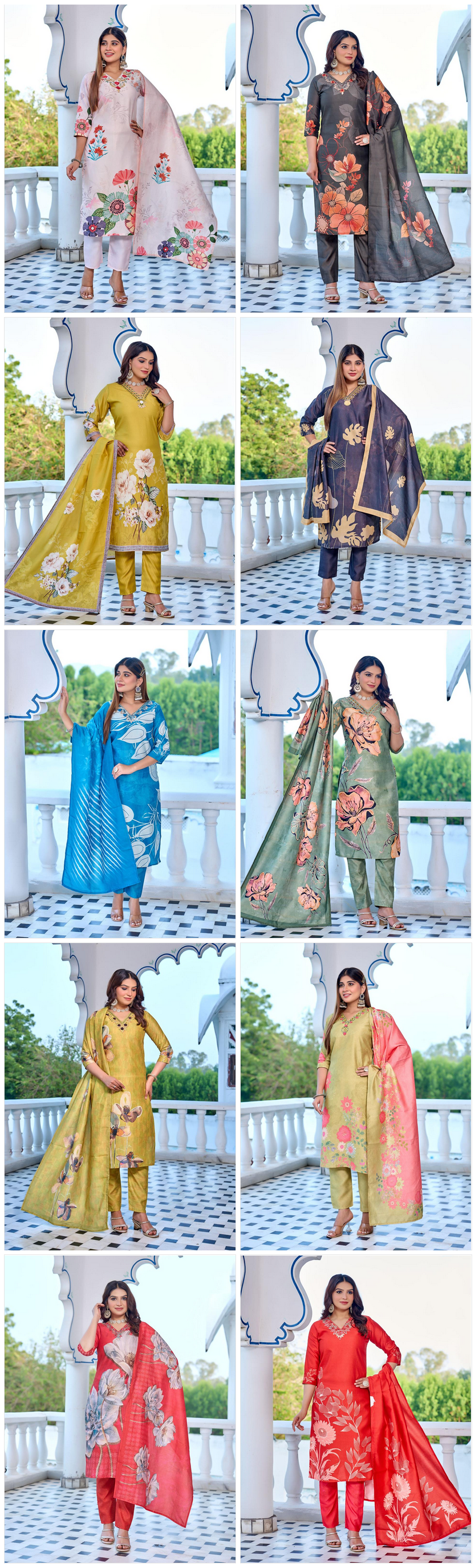 Naisha K 596 Berlin With Work Fancy Kurti Pant And Dupatta
