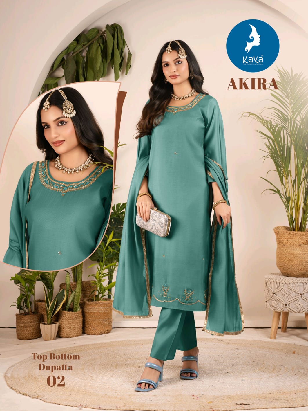 Kaya Akira Mul Chanderi Fancy Wear Kurti Pant And Dupatta Collection