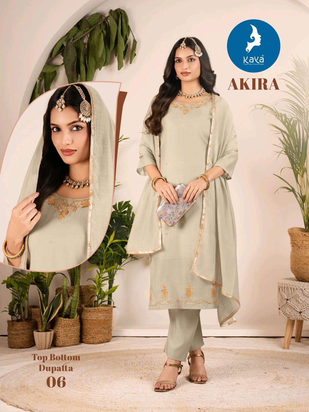 Kaya Akira Mul Chanderi Fancy Wear Kurti Pant And Dupatta Collection