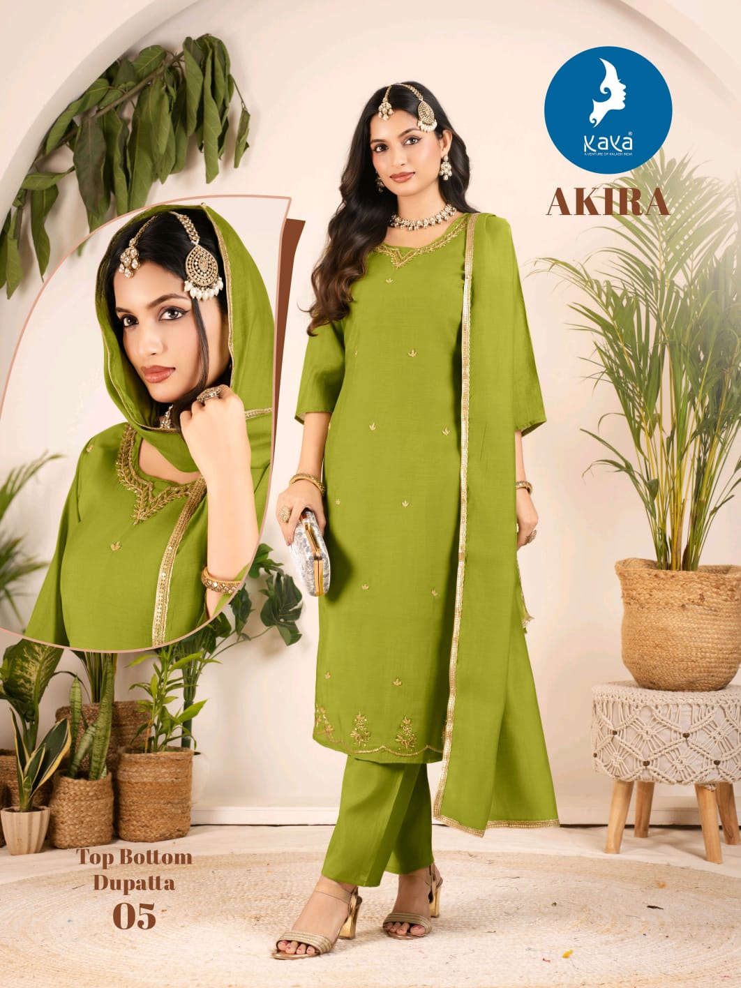 Kaya Akira Mul Chanderi Fancy Wear Kurti Pant And Dupatta Collection