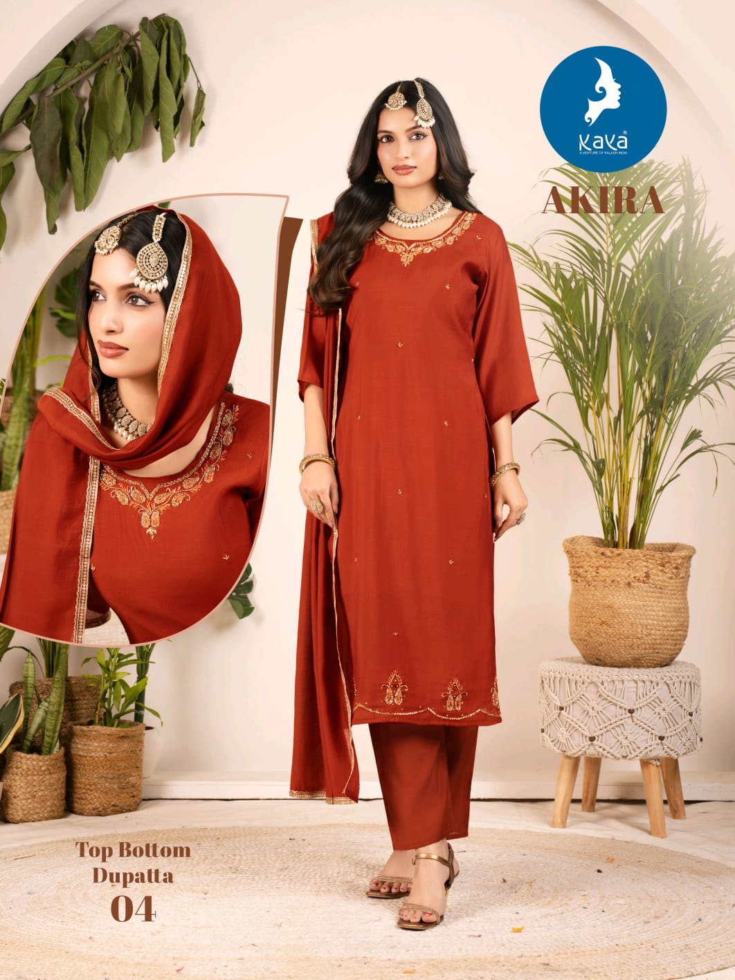 Kaya Akira Mul Chanderi Fancy Wear Kurti Pant And Dupatta Collection