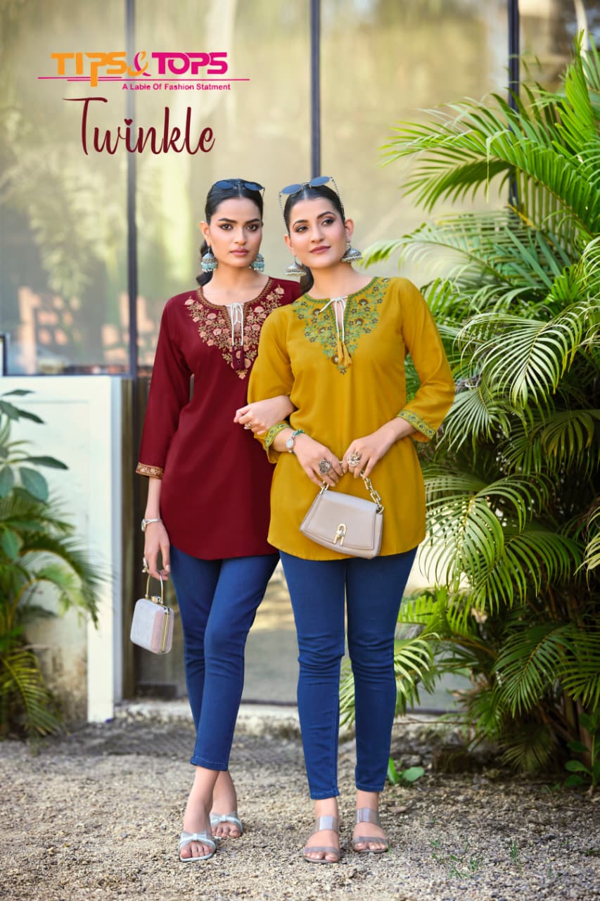 Tips And Tops Twinkle Rayon With Embroidery Fancy Western Wear Top Collection