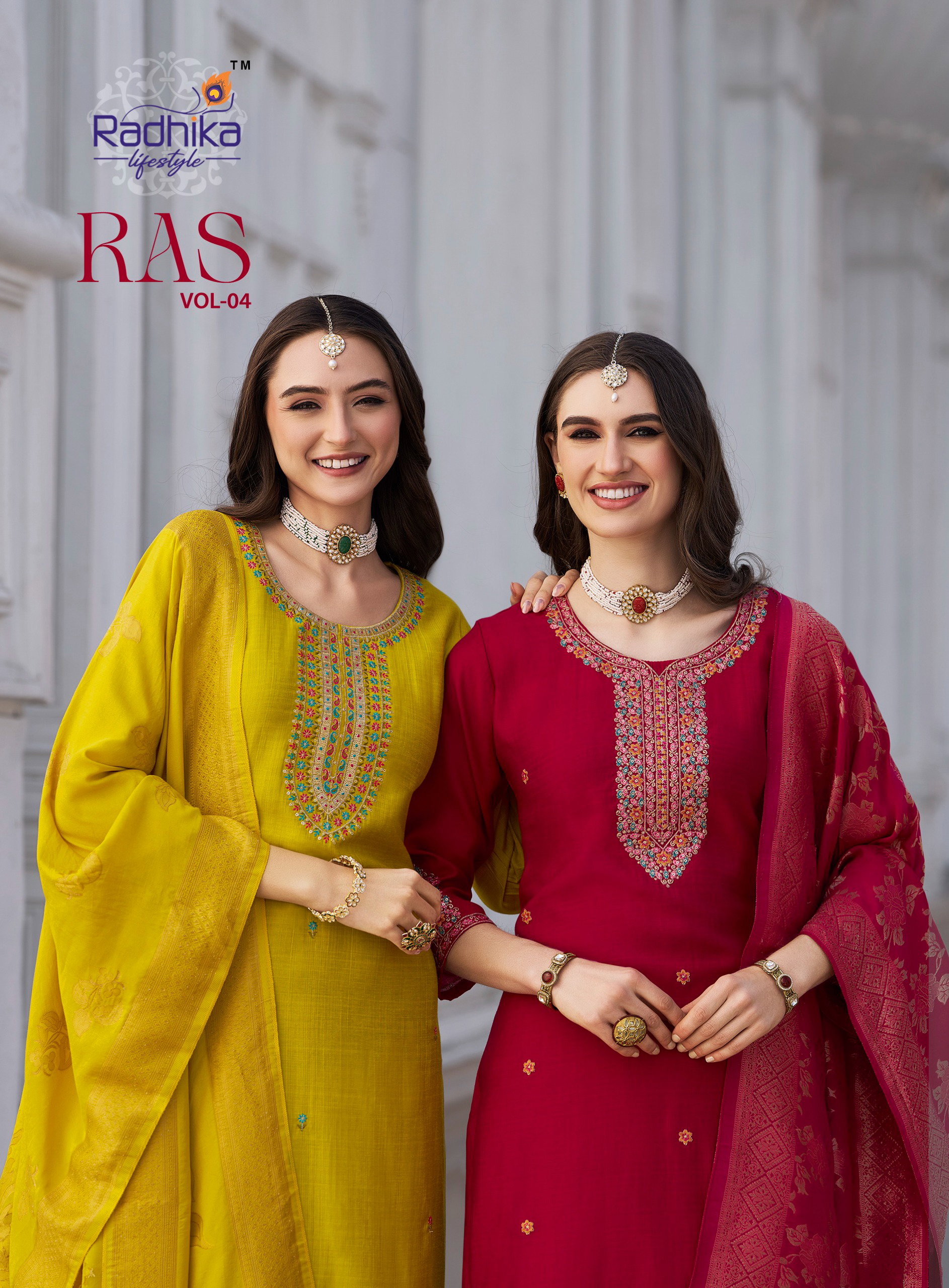 Radhika Ras Vol 4 Vertican Silk With Embroidery Work Kurti Pant And Dupatta