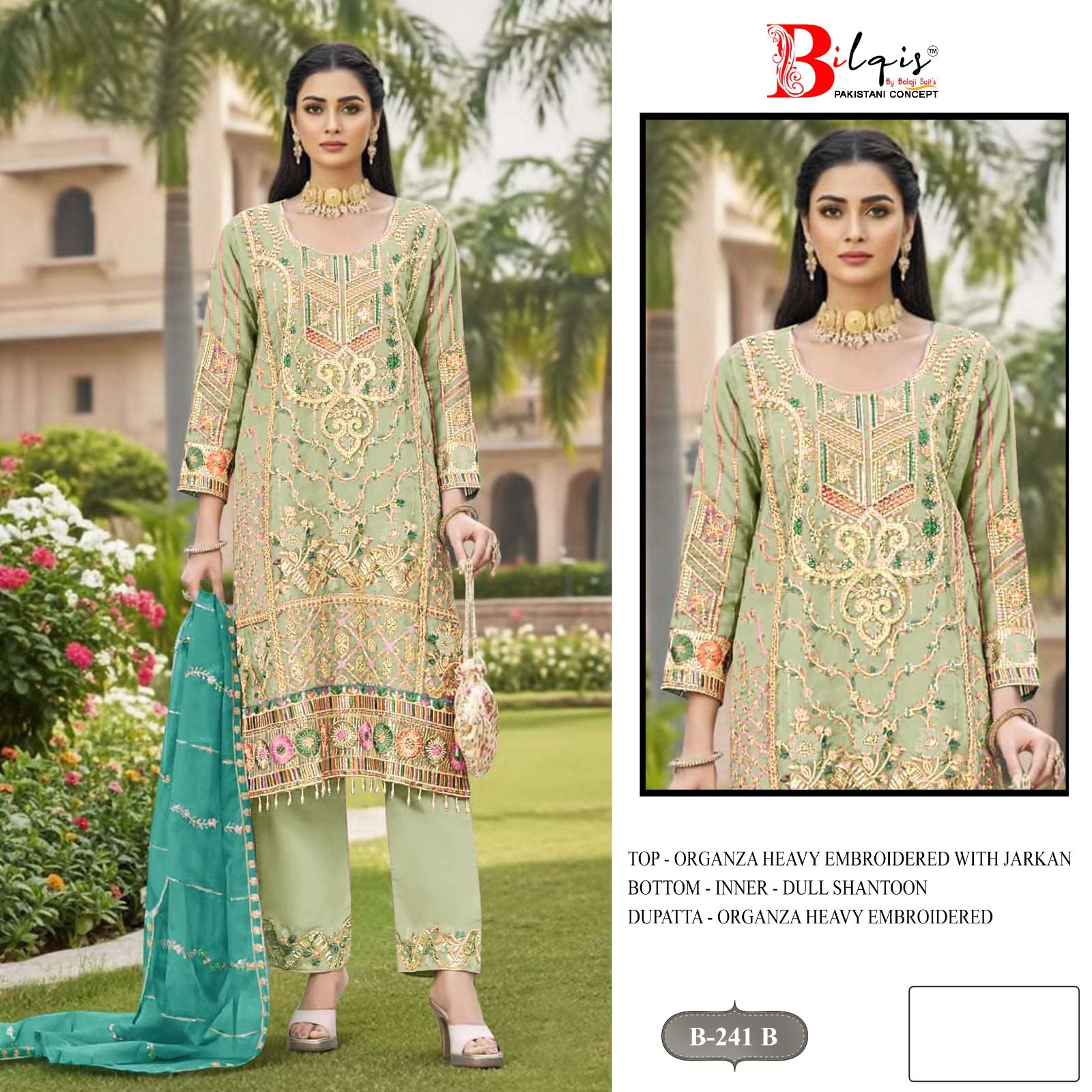 Bilqis B 241 A To D Organza With Embroidery Pakistani Salwar Kameez