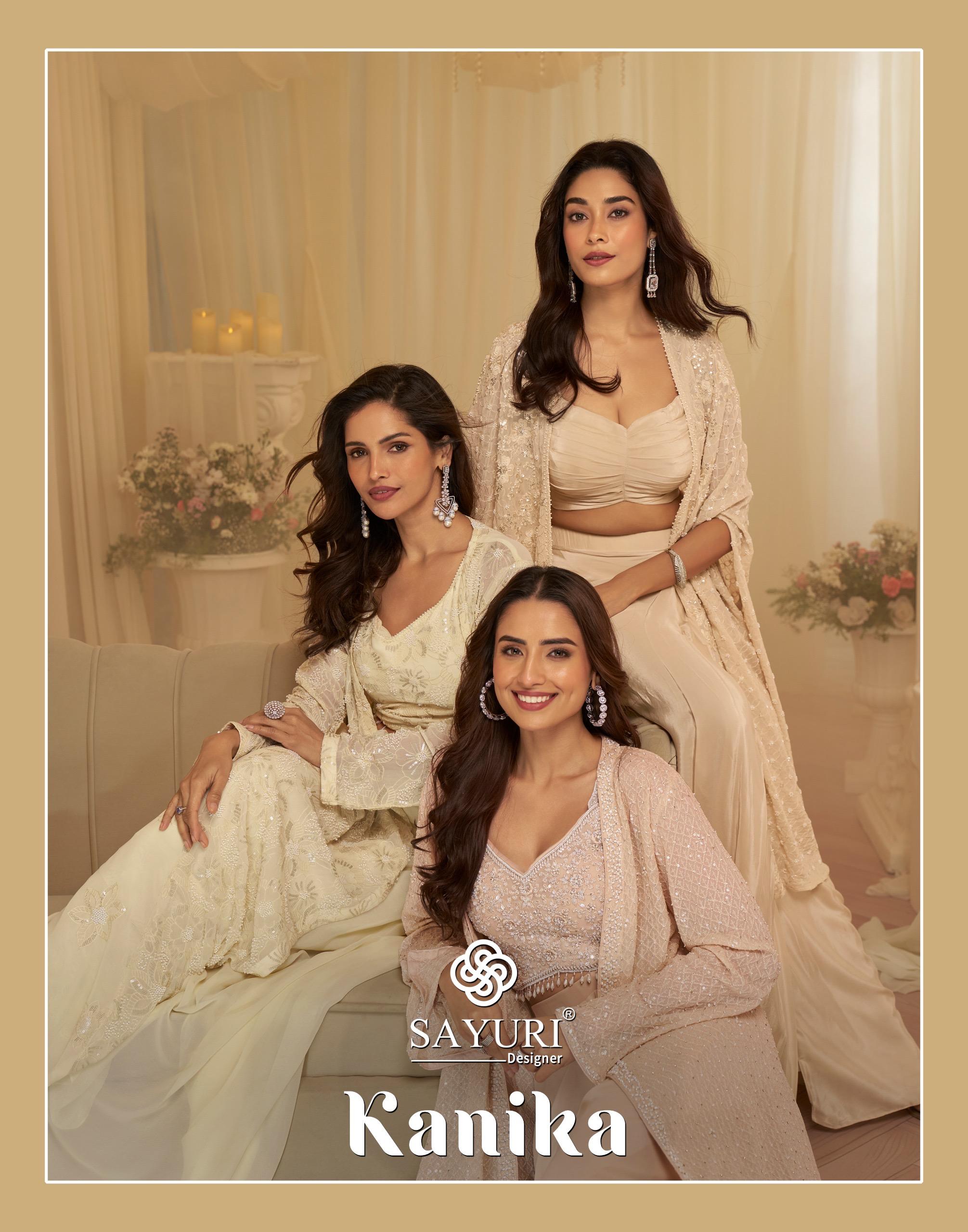 Sayuri Kanika Georgette With Embroidery Work Blouse Plazzo And Jacket