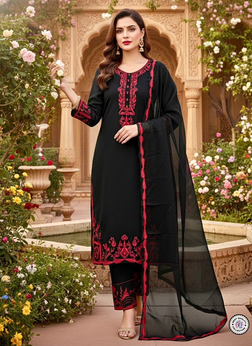 Lekha KL 5132 Georgette Embroidery Kurti Bottom With Dupatta