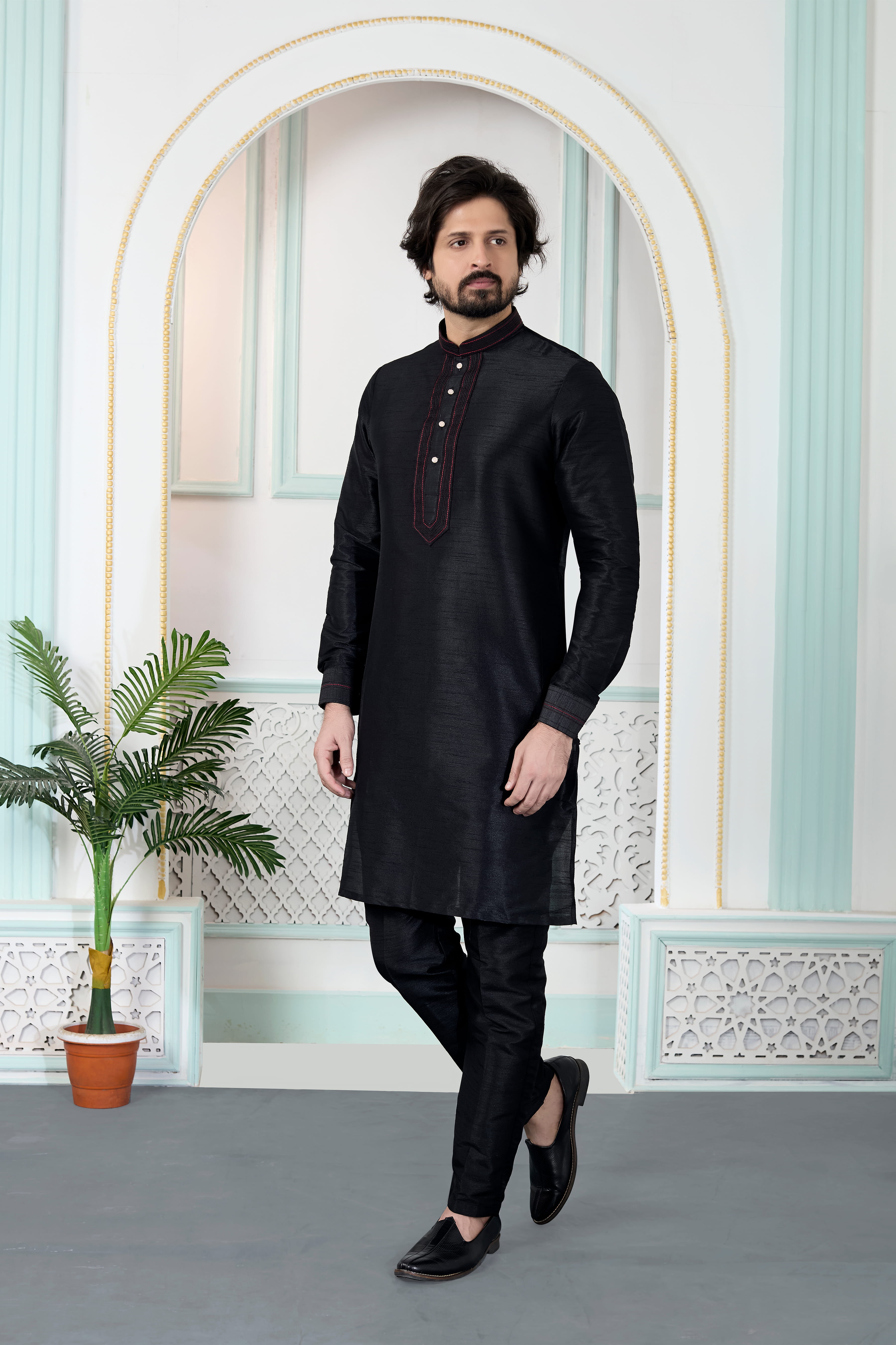 Sumi 4447 To 4449 Art Silk Pintux Work  Kurta Pajama Collection 