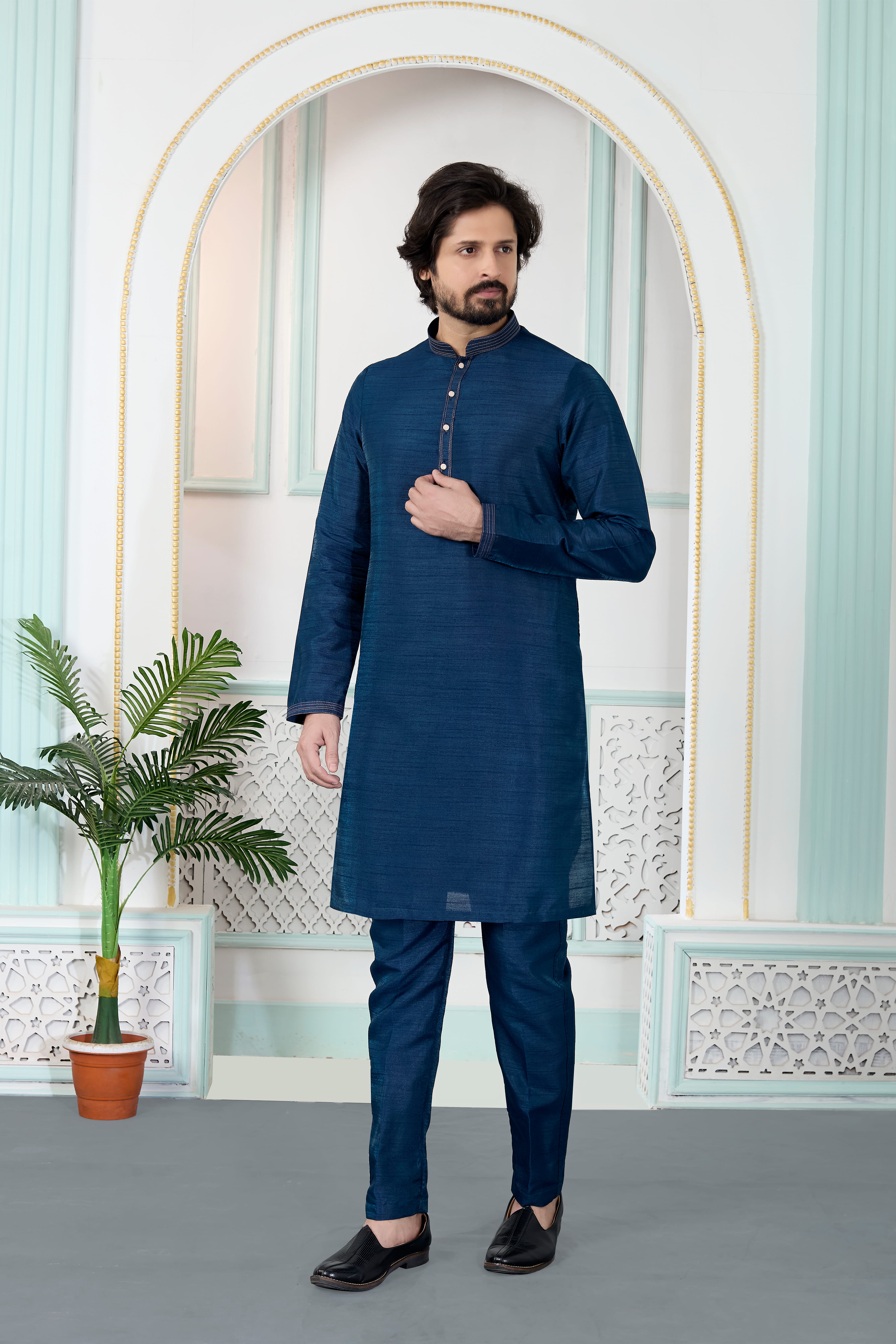 Sumi 4453 To 4455 Art Silk Pintux Work  Kurta Pajama Collection 