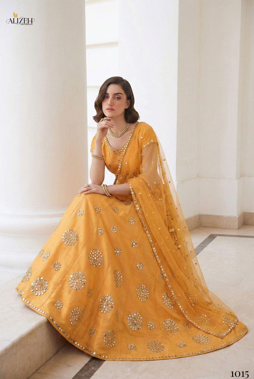 Alizeh Mirror Maze Silk Embroidery Mirror Work Lehenga Choli Collection