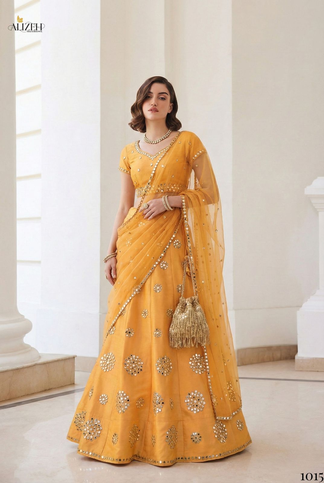 Alizeh Mirror Maze Silk Embroidery Mirror Work Lehenga Choli Collection