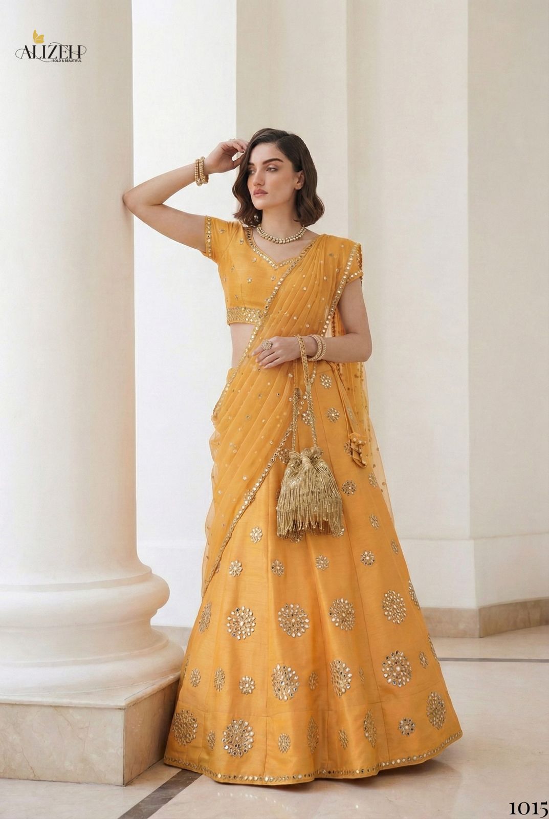 Alizeh Mirror Maze Silk Embroidery Mirror Work Lehenga Choli Collection