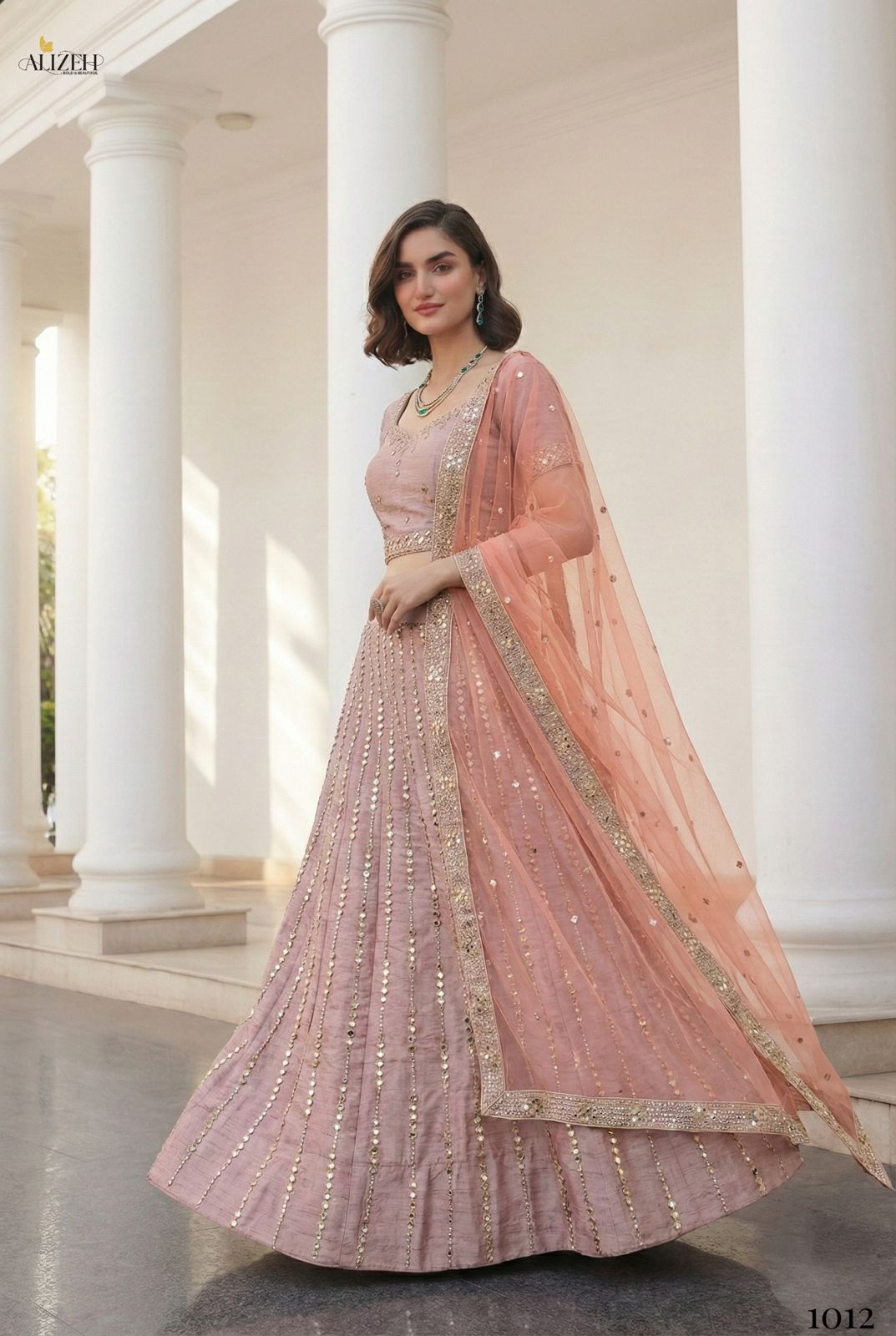 Alizeh Mirror Maze Silk Embroidery Mirror Work Lehenga Choli Collection