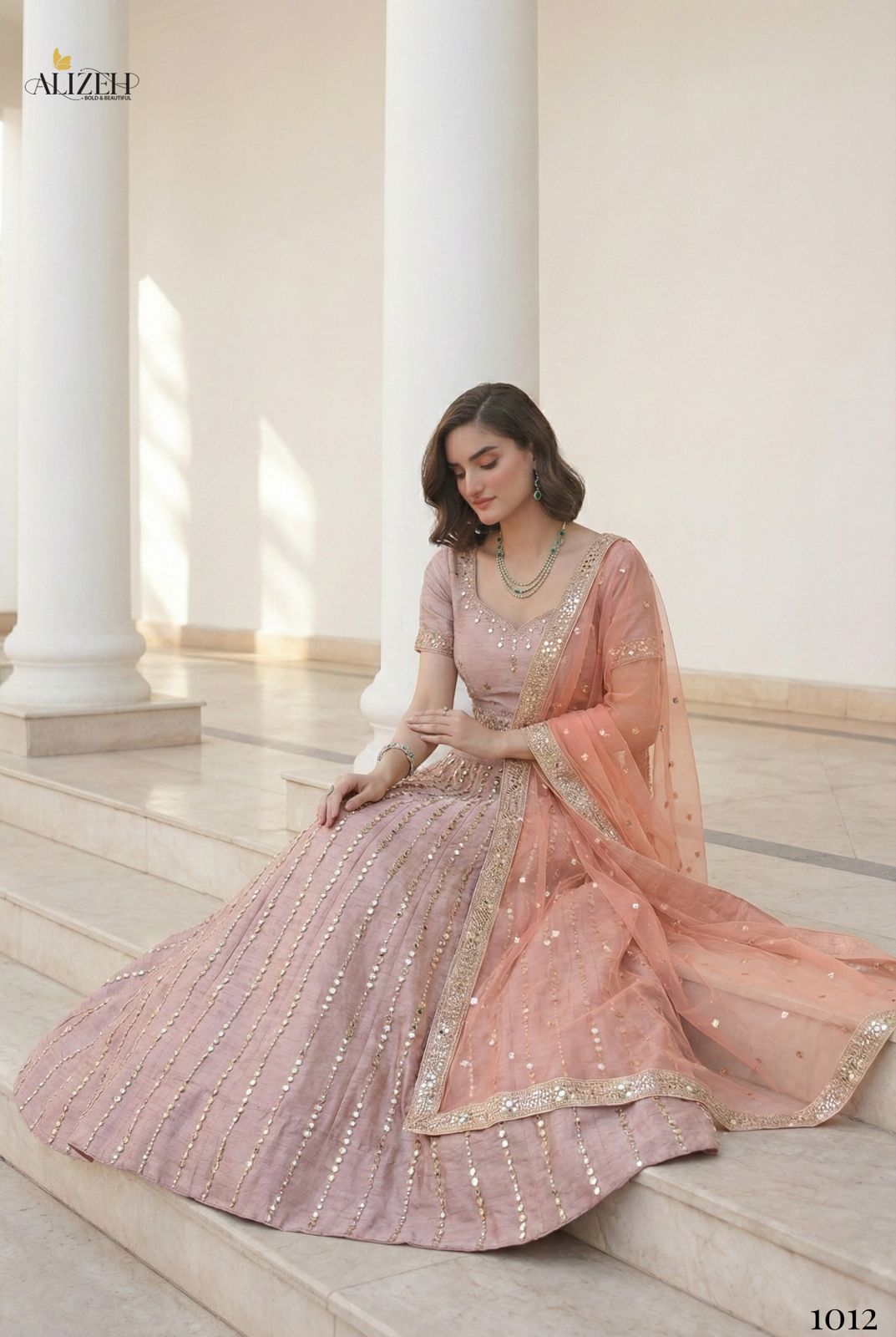 Alizeh Mirror Maze Silk Embroidery Mirror Work Lehenga Choli Collection