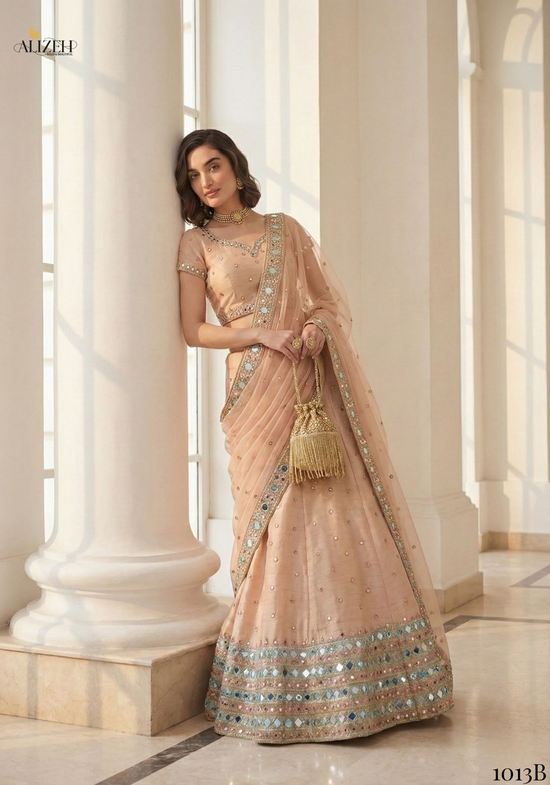 Alizeh Mirror Maze Silk Embroidery Mirror Work Lehenga Choli Collection