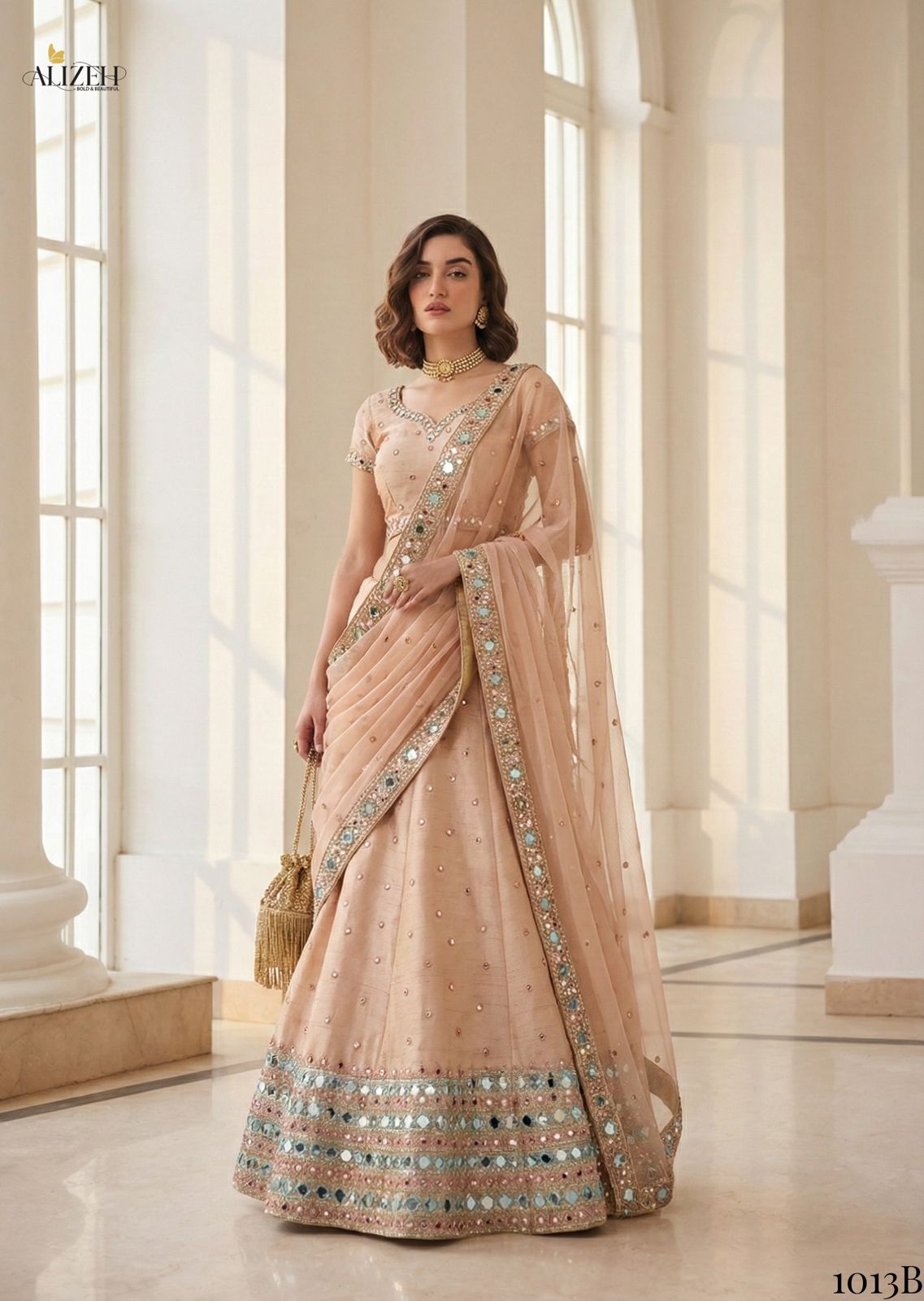 Alizeh Mirror Maze Silk Embroidery Mirror Work Lehenga Choli Collection